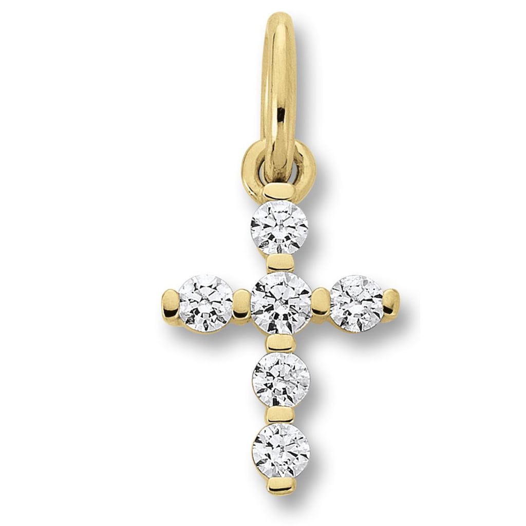 ONE ELEMENT Kettenanhänger »Zirkonia Kreuz Anhänger aus 333 Gelbgold«, Damen Gold Schmuck