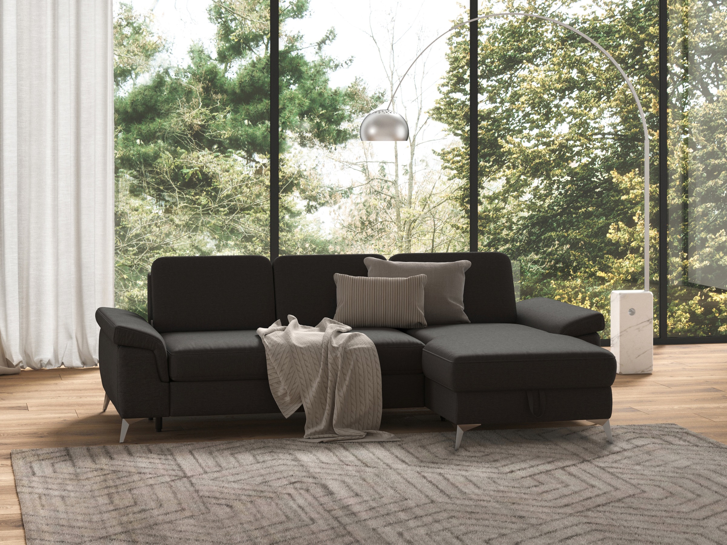 sit&more Ecksofa »Padua L-Form«, inklusive Sitztiefenverstellung, Armteilfunktion und Federkern