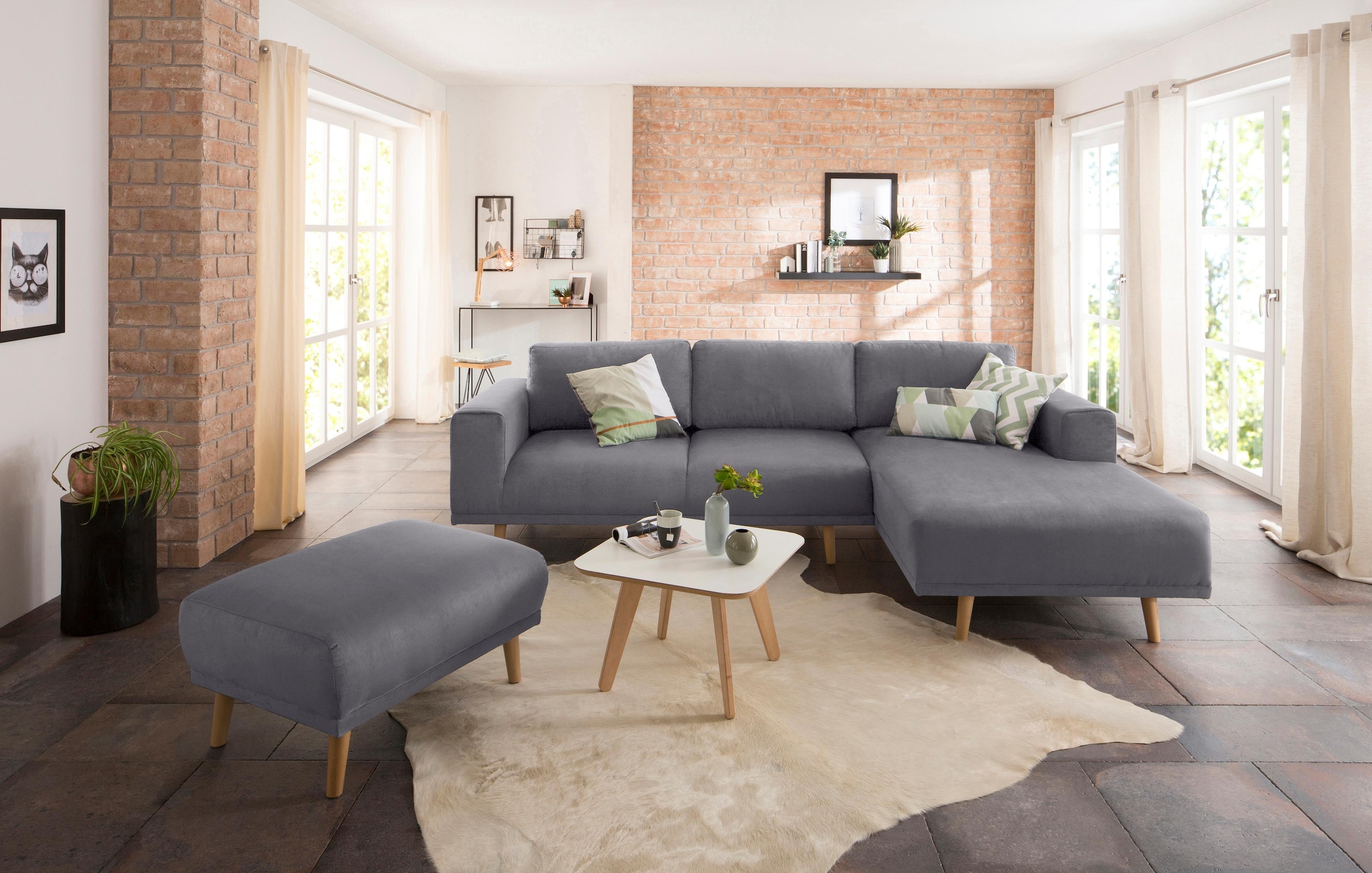 Home affaire Ecksofa »Lasse L-Form«, im scandinavischen Stil mit Holzfüßen