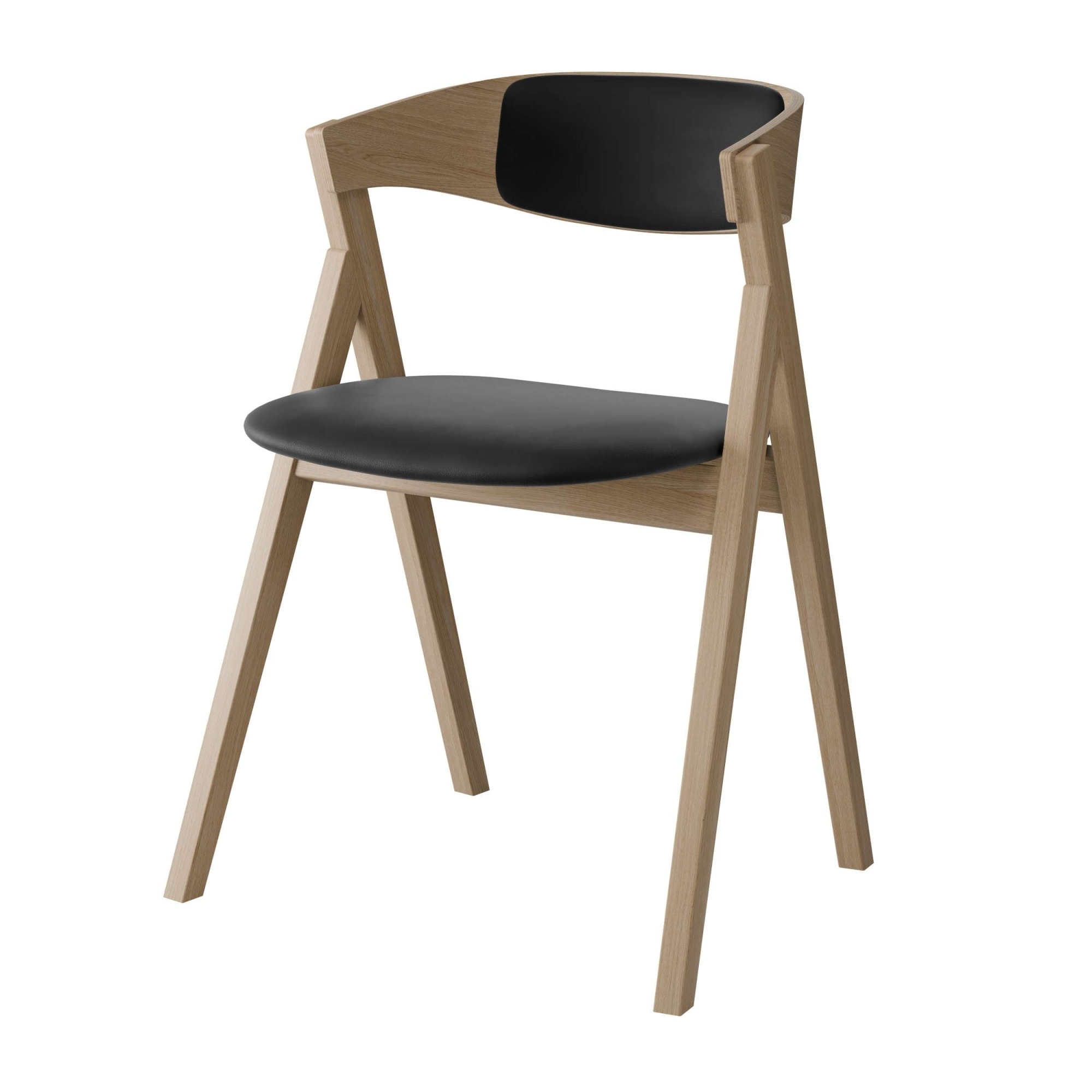 Stuhl HAMMEL FURNITURE "City by Hammel", , weiß pigmentiert klar lackiert, weiß pigmentiert klar lackiert, schwarz, B:57cm H:76cm T:50cm, Leder, Massivholz, Stühle, Stuhl, Massivholz, gepolsterte Sitz- & Rückenlehne, versch. Farbvarianten