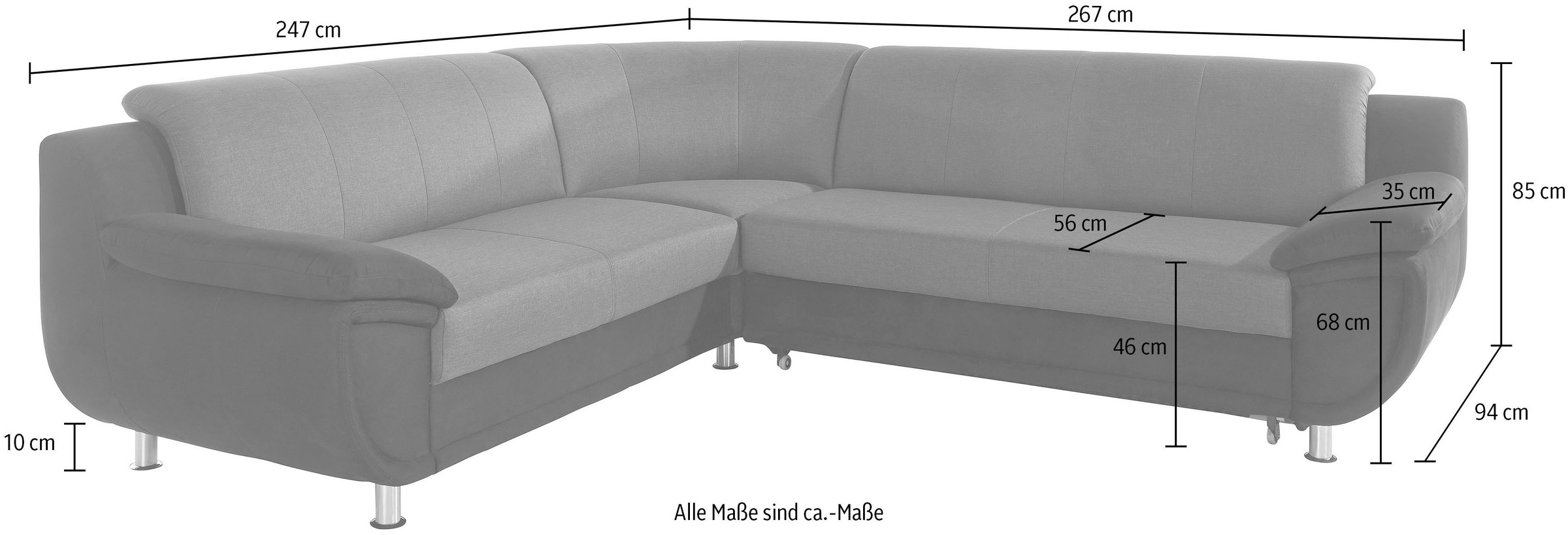 TRENDMANUFAKTUR Ecksofa »Rondo 3, zeitlos und modern, im Materialmix, L-Form«, wahlweise Federkern für hohen Sitzkomfort, wahlweise Bettfunktion