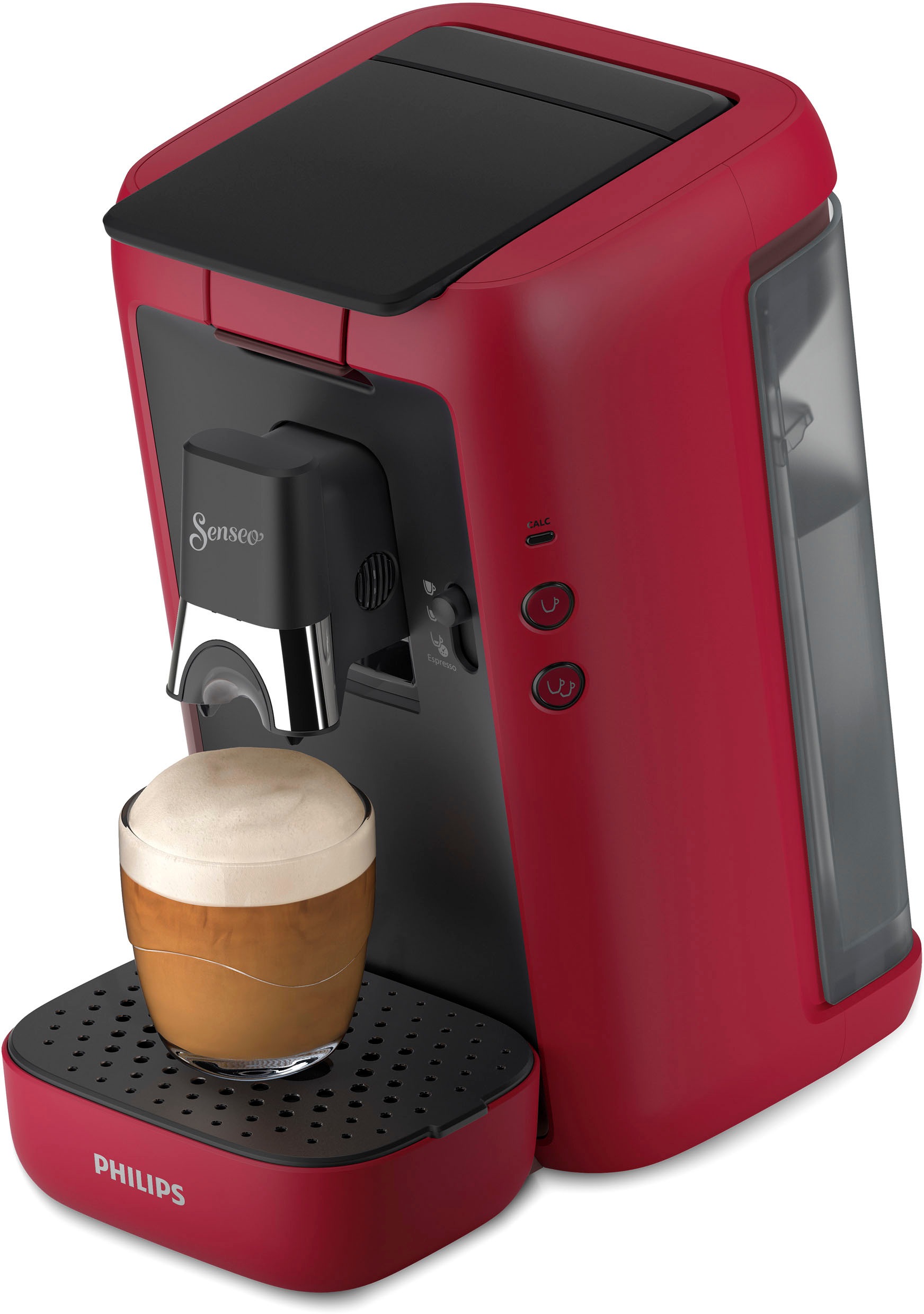 Philips Senseo Kaffeepadmaschine „Maestro CSA260/90“, inkl. Gratis-Zugaben im Wert von € 14,- UVP tiefrot, matt Rabatt: 13 %