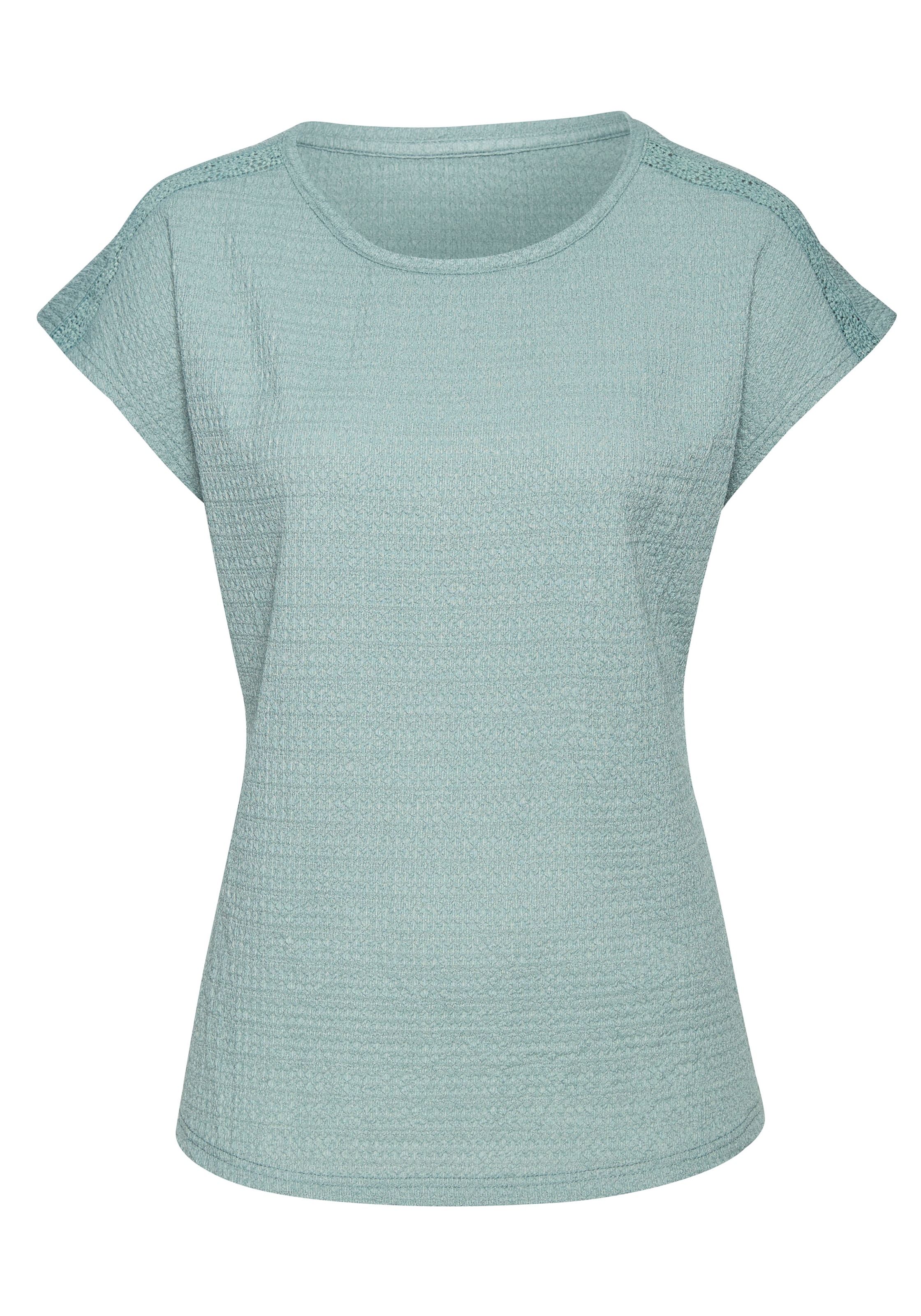Vivance Kurzarmshirt »mit dekorativem Häkeleinsatz«, (2er-Pack), aus bügelfreier Crêpe-Qualität