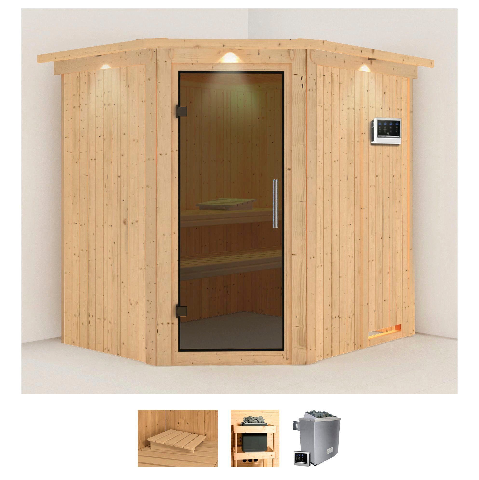 Karibu Sauna "Siirin" Set, Ofen 9 kW Bio externe Strg easy