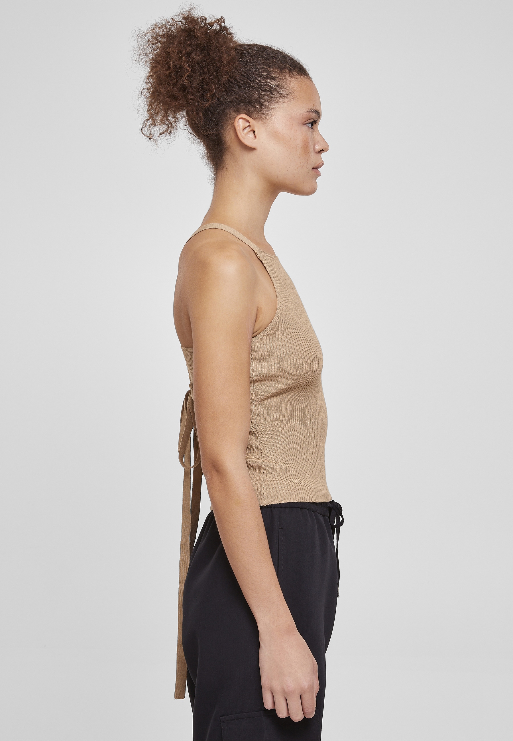 URBAN CLASSICS Tanktop »Urban Classics Damen Ladies Rib Knit Crossed Back Top« 1 Stk.