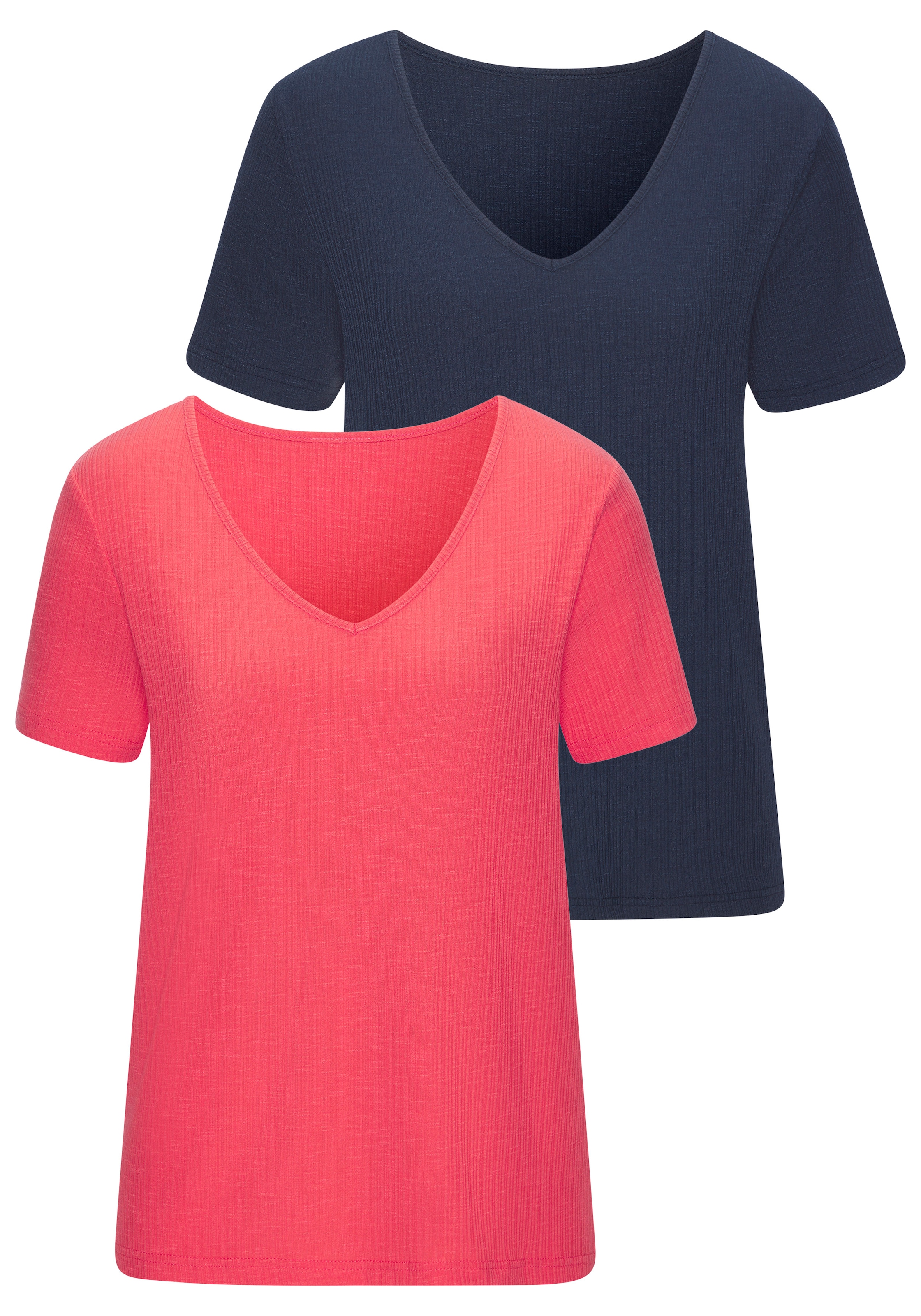 Vivance T-Shirt "mit modischer Rippstruktur", (2er-Pack), aus weichfließend günstig online kaufen