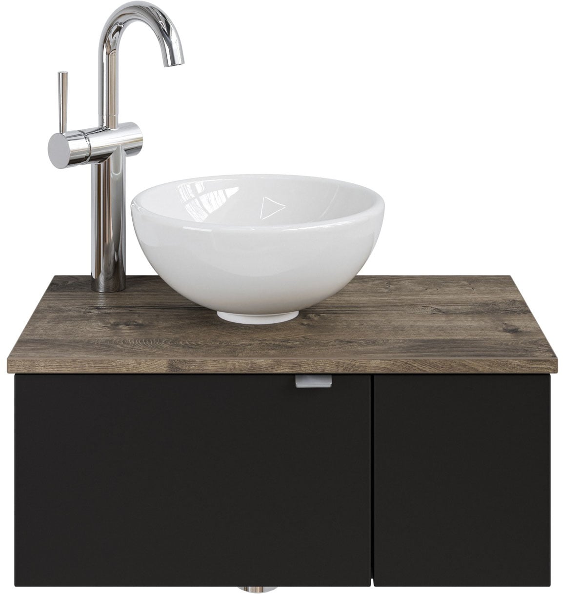 Saphir Waschtisch »Serie 6915 Waschschale mit Unterschrank für Gästebad, Gäste WC«, 61 cm mit Keramik-Aufsatzbecken, 2 Türen und 1 Fach