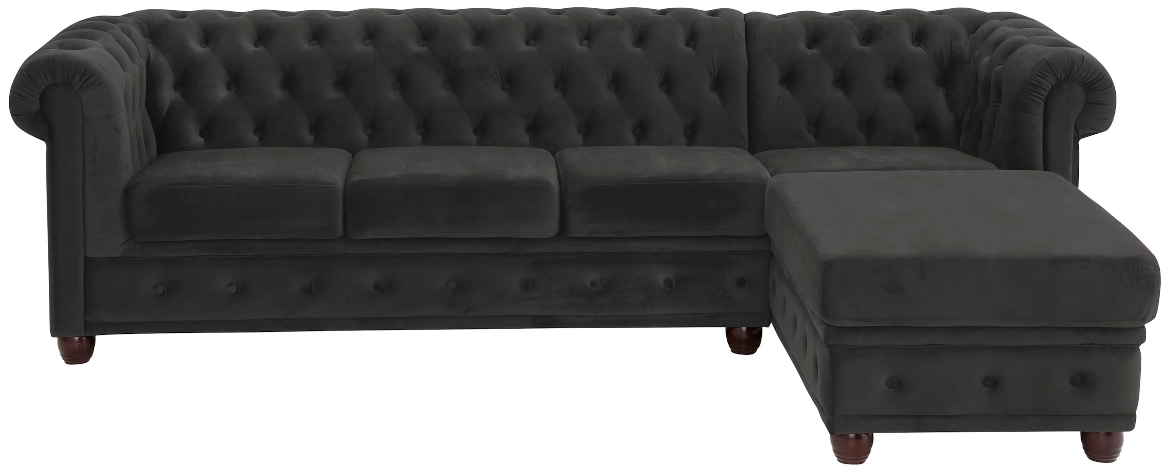 Home affaire Chesterfield-Sofa "New Castle L-Form", hochwertige Knopfheftung in Chesterfield-Design, B/T/H: 255(171/72)