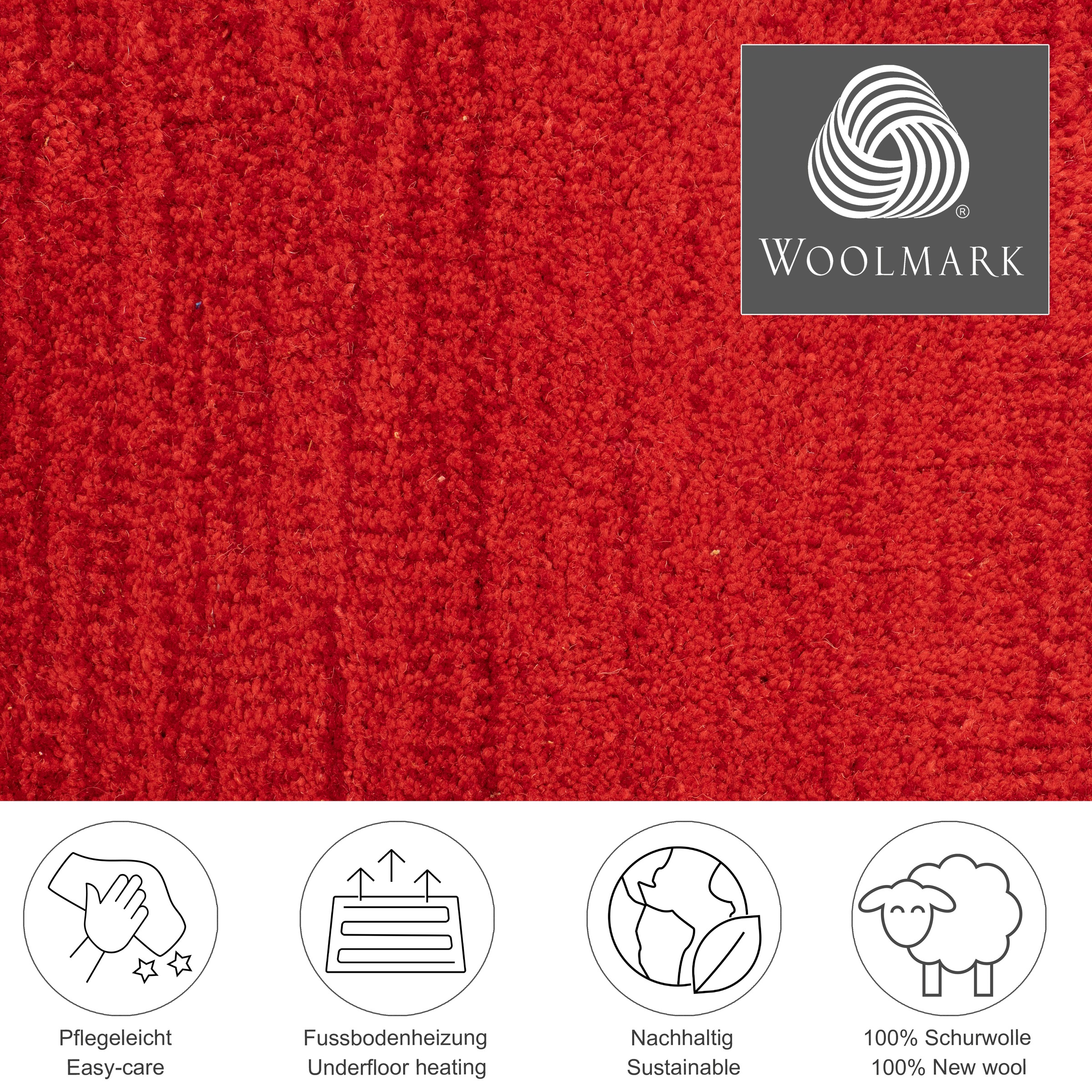 THEKO Wollteppich »Wool Comfort«, rechteckig, 14 mm Höhe, Handweb Teppich, reine Wolle, handgewebt, brilliante Farben, Scandi