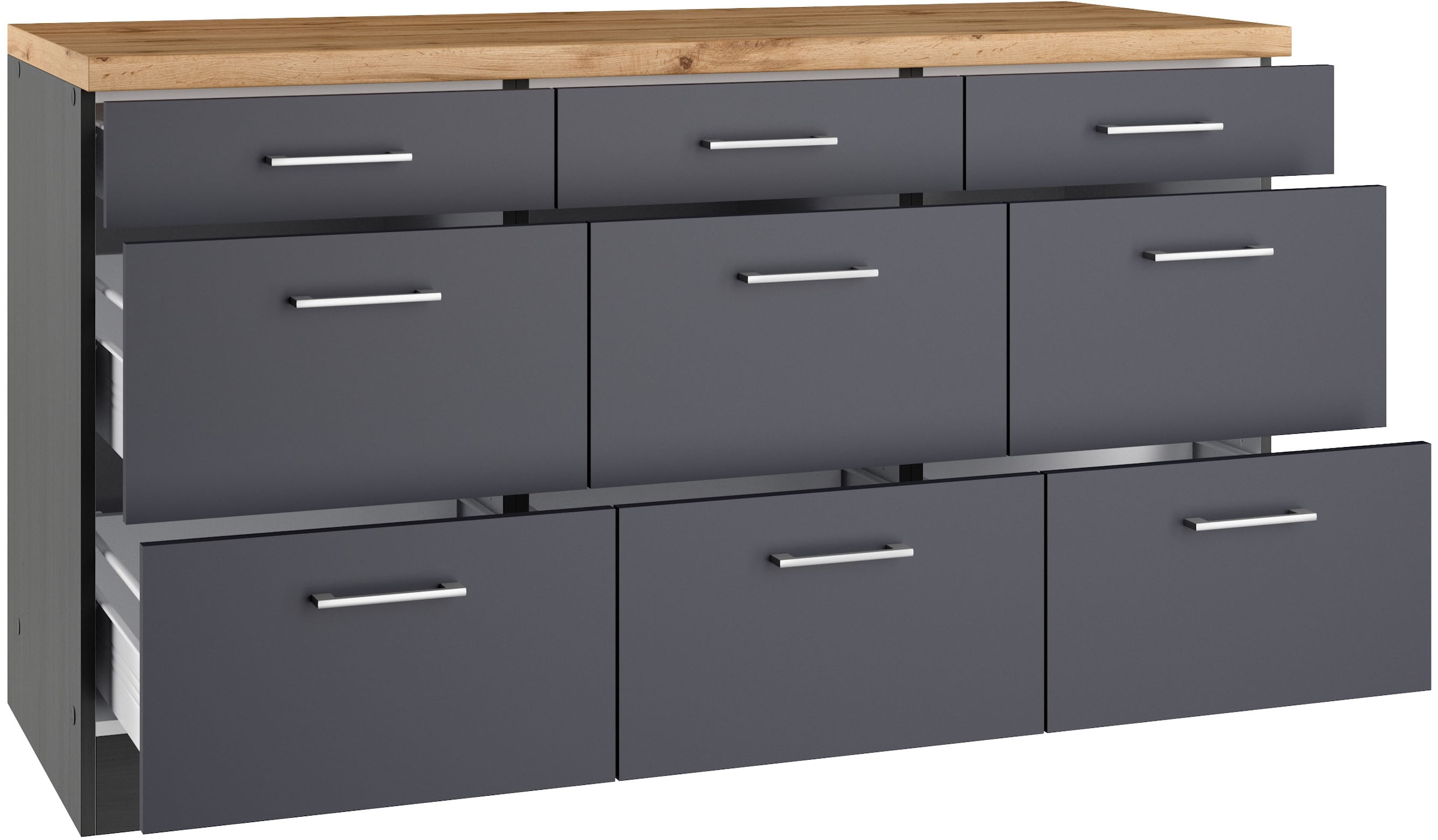 KOCHSTATION Unterschrank »KS-Milan«, HELD Möbel,Auszugschrank 150 cm, matte oder hochglänzende Fronten