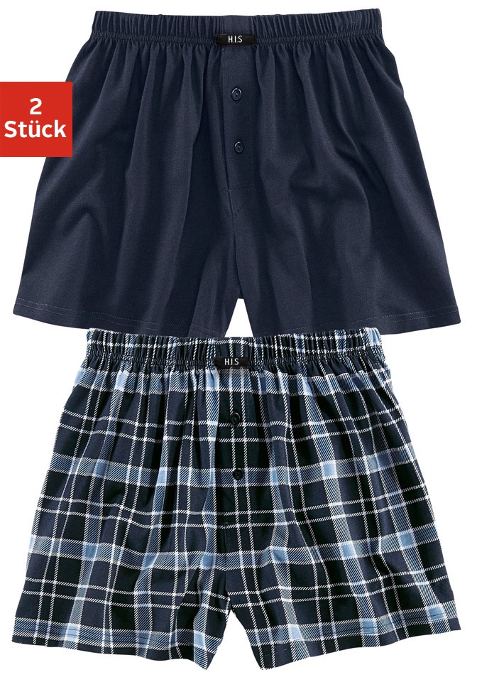 H.I.S Boxer "Boxershorts für Herren" Packung, 2 Stk. in weiter Passform