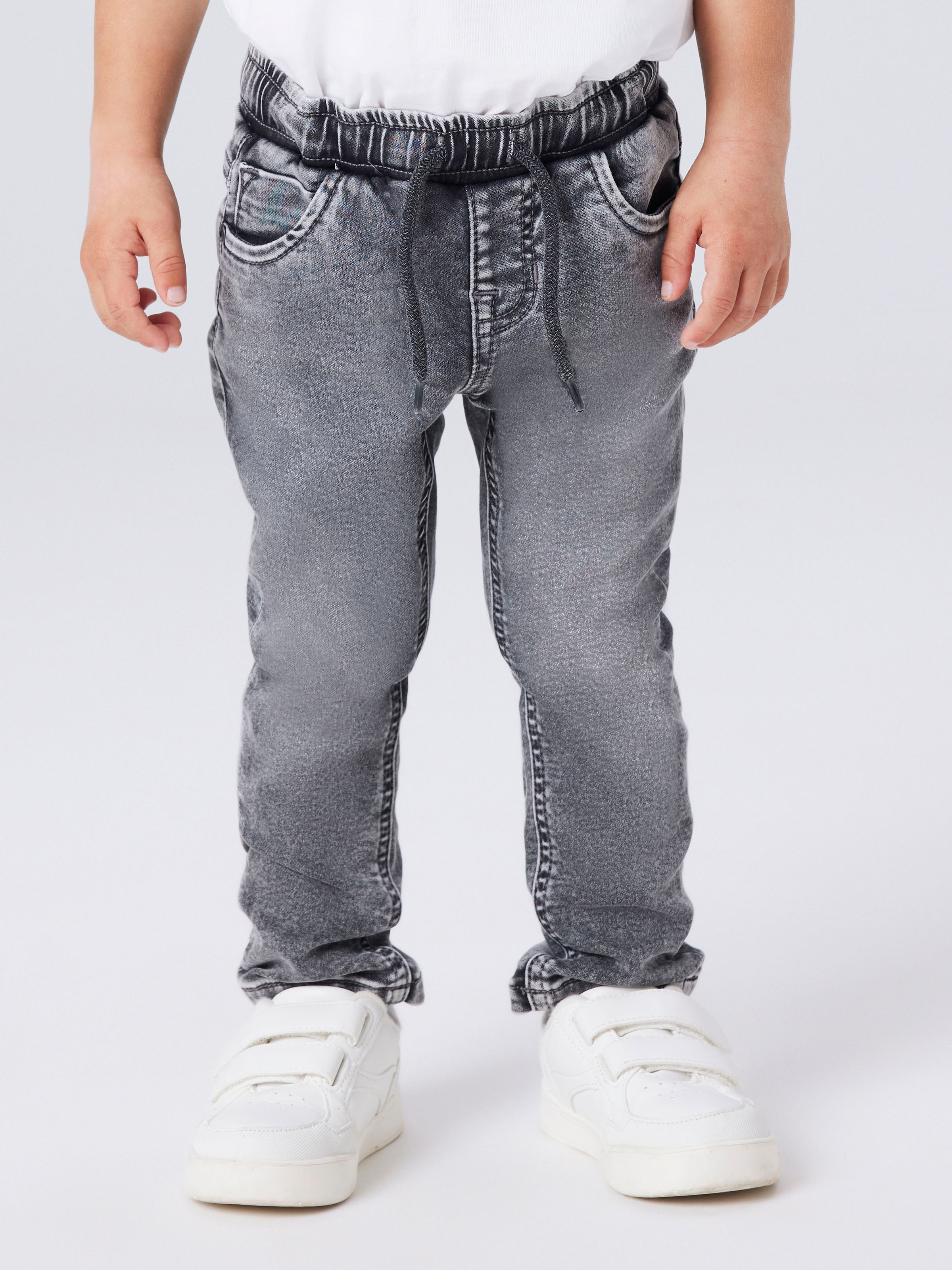 NAME IT Jungen Schlupfjeans "NMMRYAN SLIM SWE JEANS 2472-TH NOOS"grau denim, Gr. 80, unifarben, Denim/Jeans, Obermaterial: 70% Baumwolle, 27%