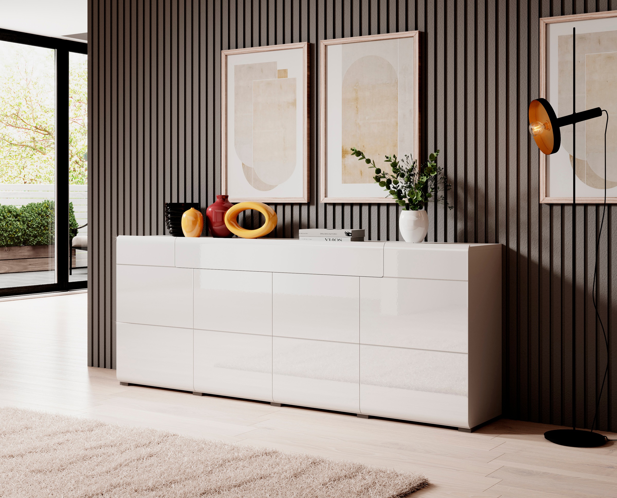 Thumbnail - OTTO home Sideboard "Toledo,Breite 208cm,moderne Kommode mit dekorative Fräsungen,grifflos" Kombikommode mit viel Staura...
