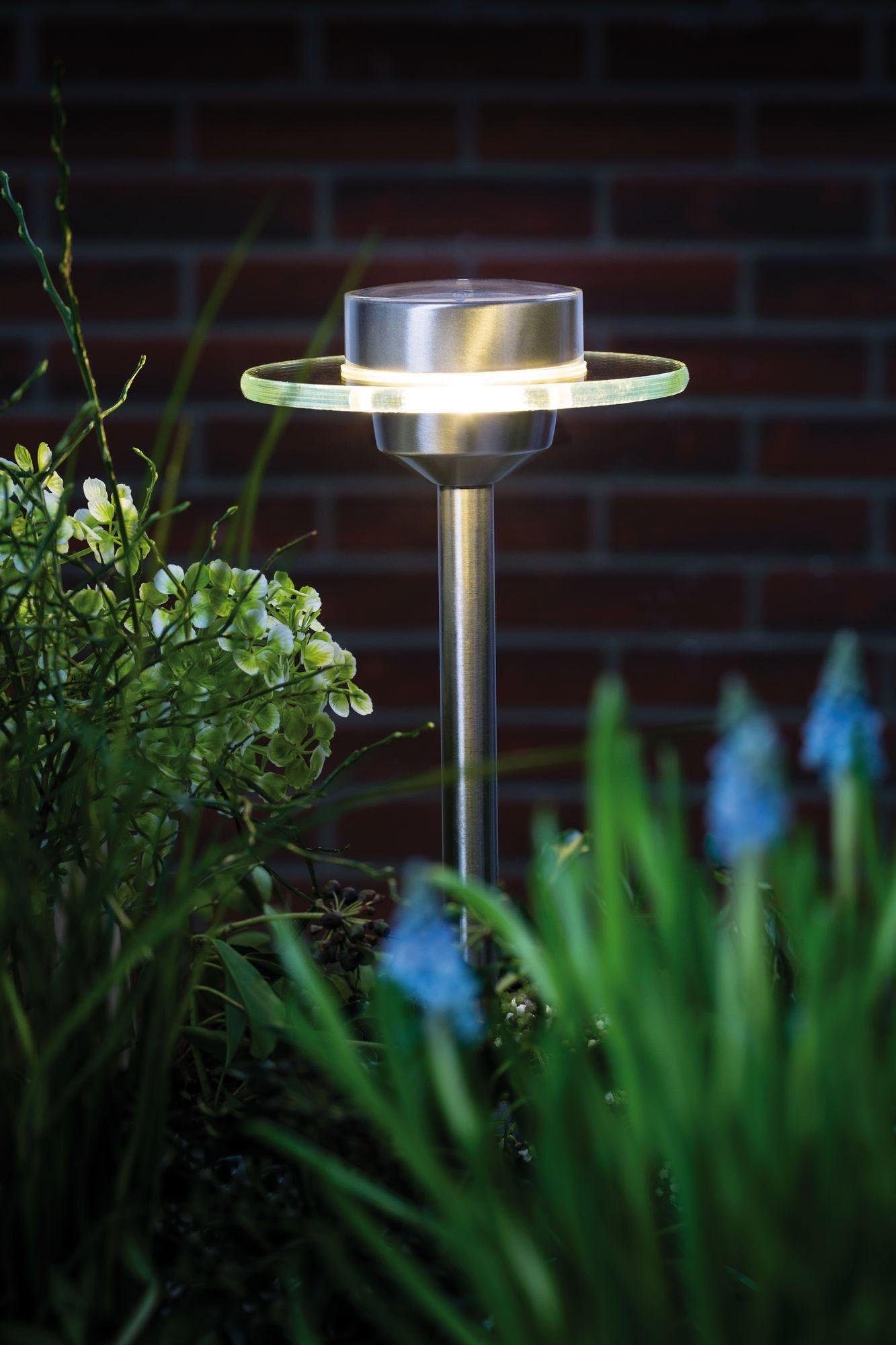 Paulmann LED Gartenleuchte »Solarspieß Ufo IP44 LED 1x0,2W Edelstahl/Klar Edelstahl/Glas«, 1 flammig-flammig, LED-Modul