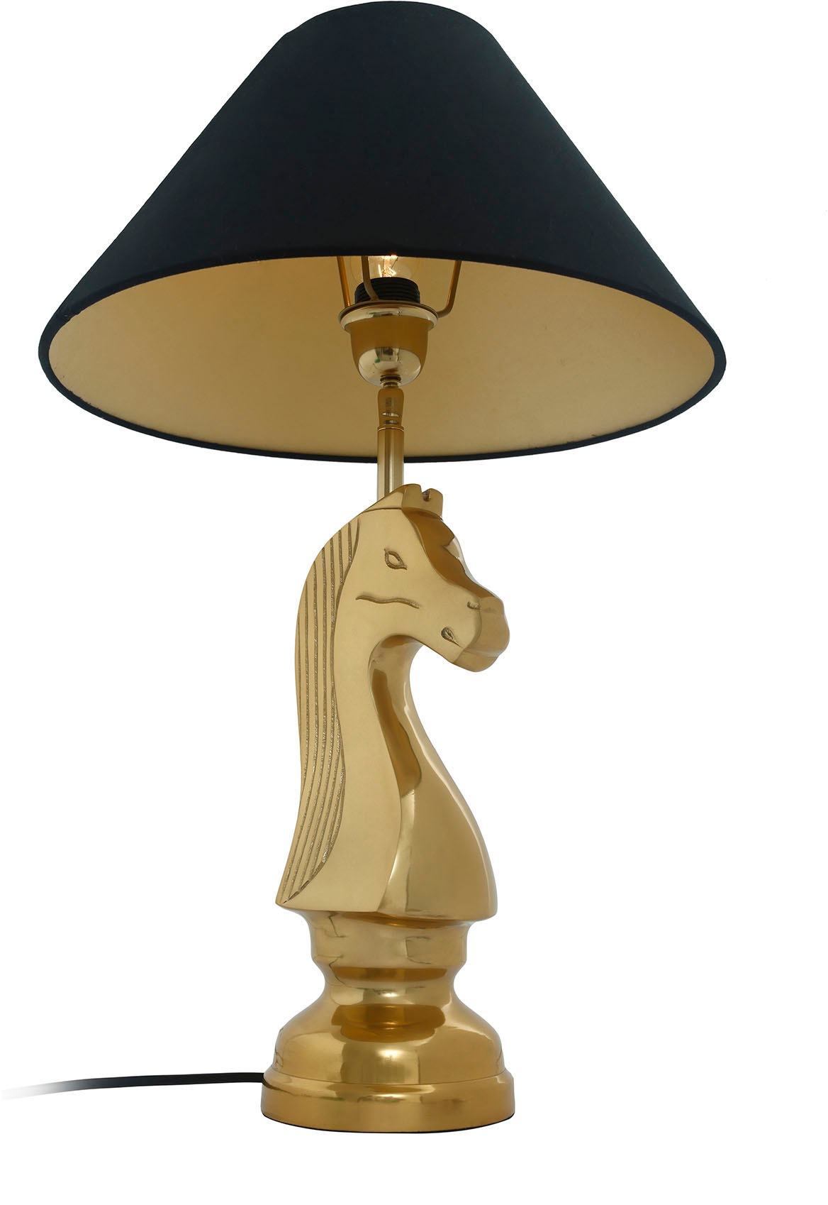 KAYOOM Tischleuchte "Tischlampe Bishop 125", schwarz, 1, H: 62cm, 1 Stk., Leuchten, mit dekorativem Schah-Pferd-Sockel aus Metall, mit Stoffschirm, Tischleuchte 3