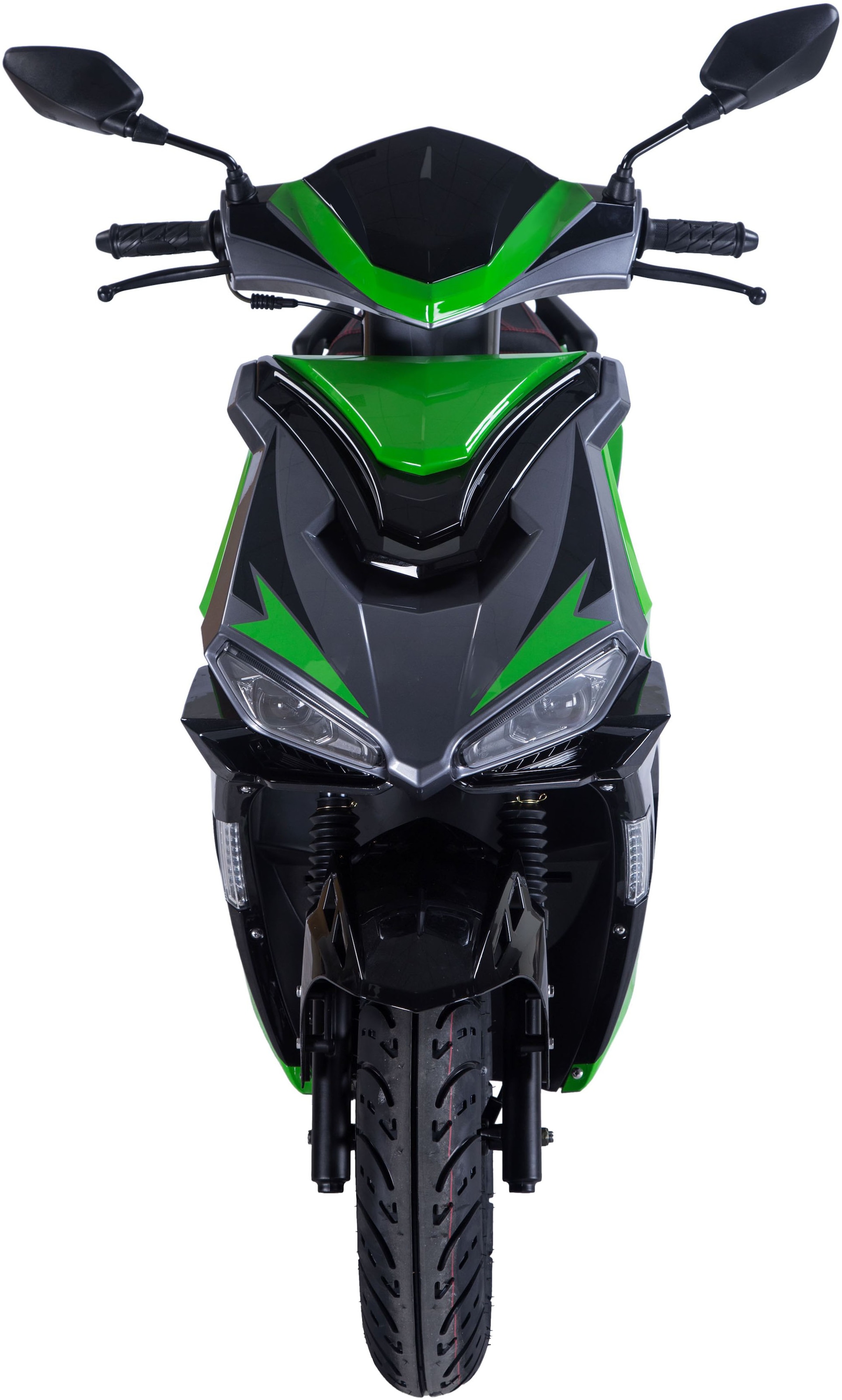GT UNION Motorroller »Striker mattschwarz mit Dekor«, 50 cm³, 25 km/h, Euro 5, 3 PS, mit USB-Anschluss und LED-Vollausstattung, sportliches Design