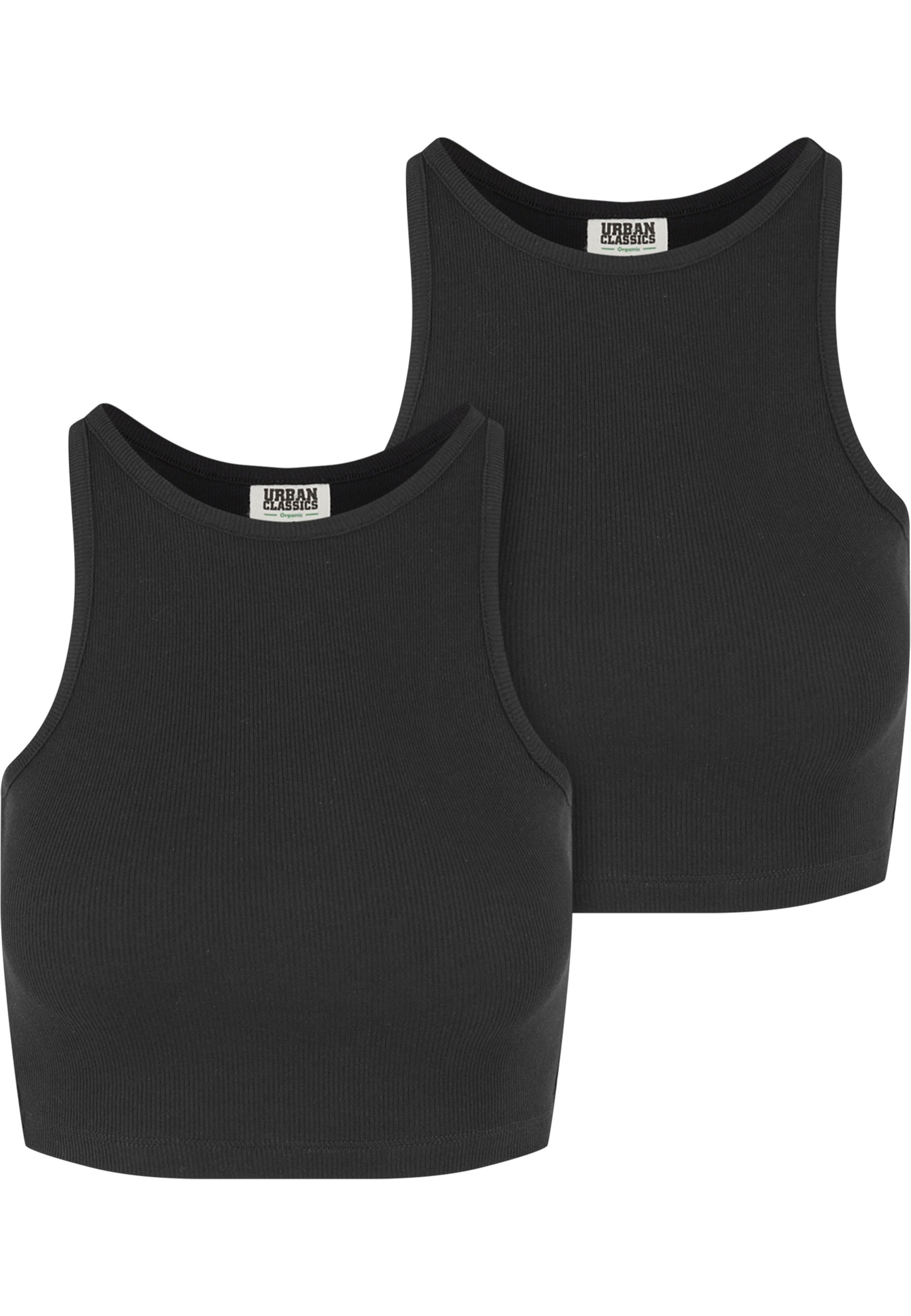 URBAN CLASSICS Tanktop »Urban Classics Ladies Organic Cropped Rib Top 2-Pack«