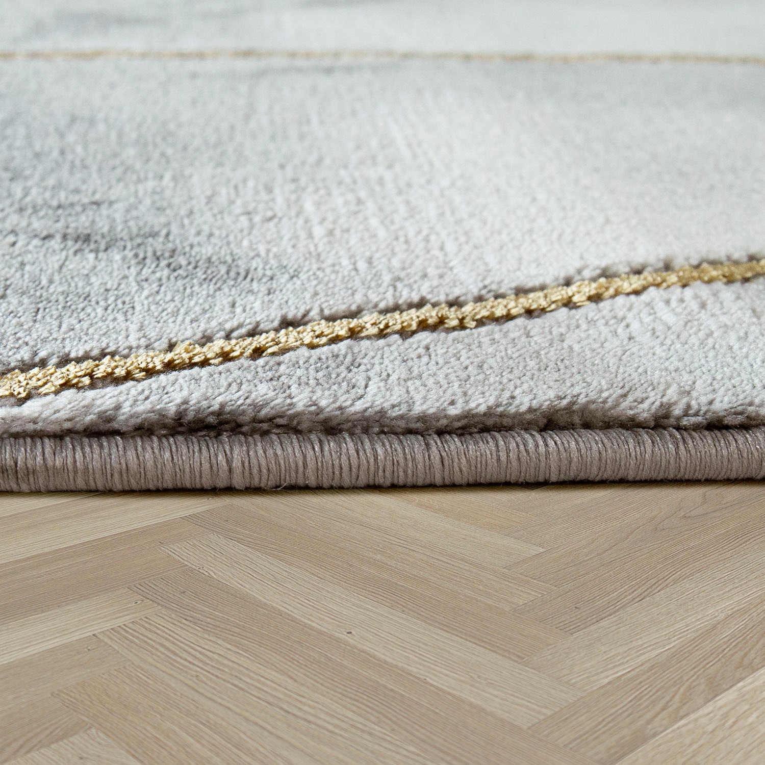 Paco Home Teppich »Kraft 525«, rund, 15 mm Höhe, Kurzflor, Marmor-Design mit Bordüre, mit gold-/silberfarbenen Akzenten