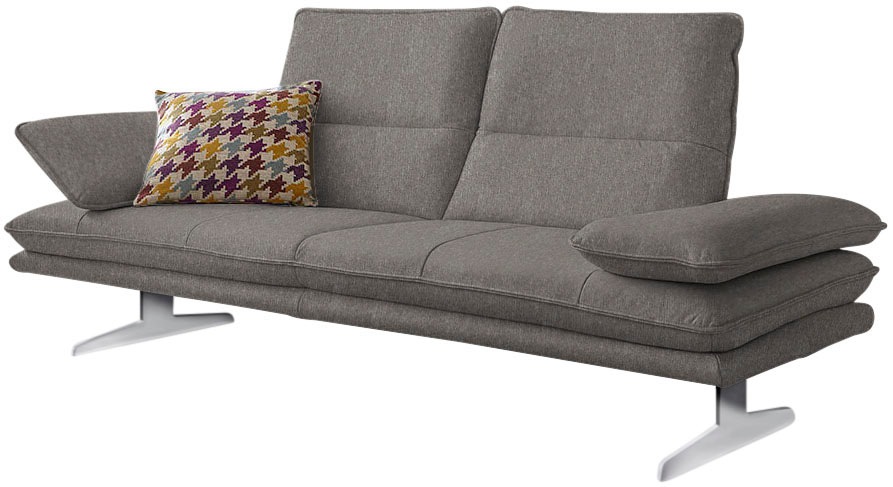 2-Sitzer W.SCHILLIG, B:216cm H:94cm T:96cm, grau, Flachgewebe S22 (100% Polyester), Sofas, "broadway, Designsofa mit tollem Sitzkomfort",