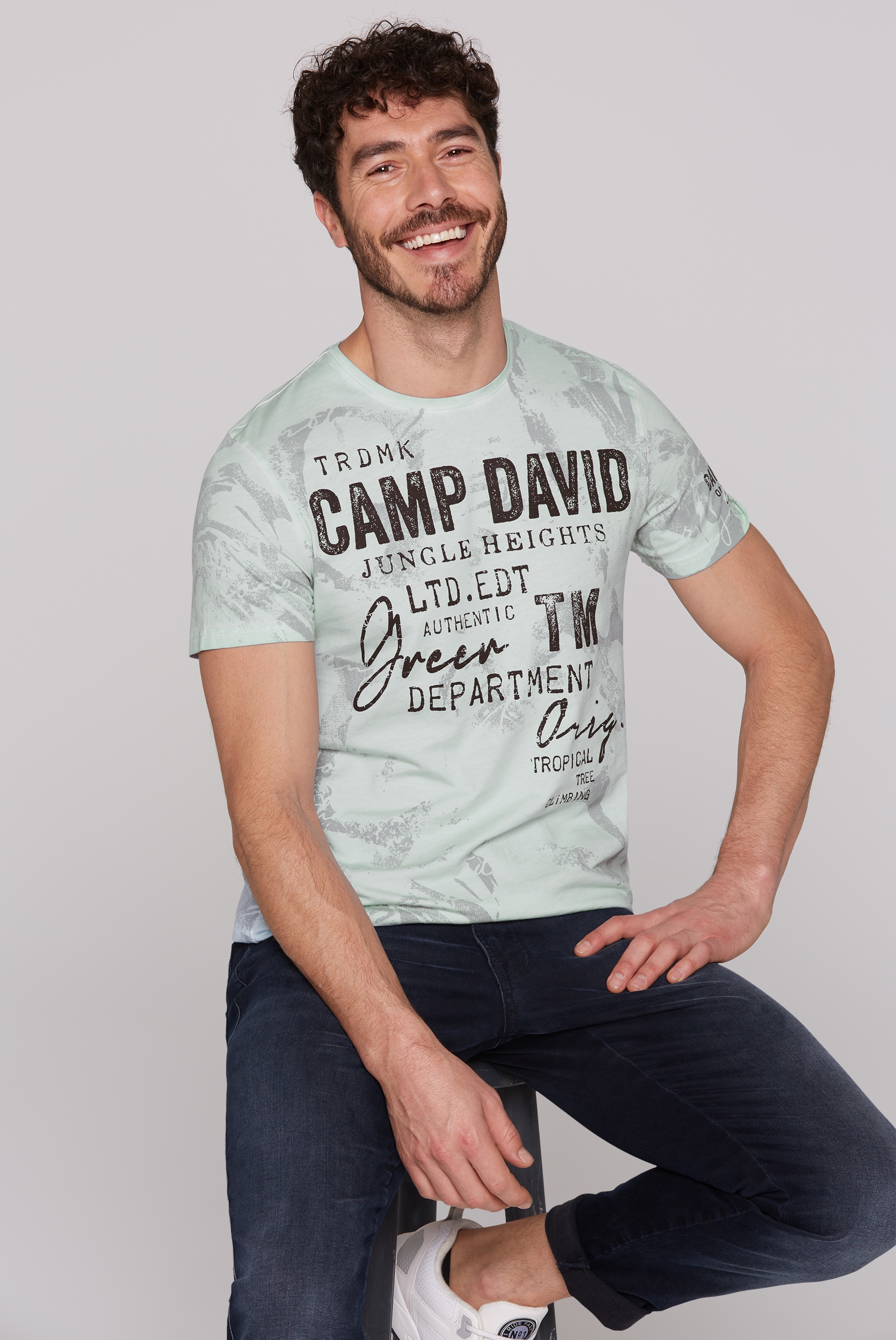 CAMP DAVID Rundhalsshirt, mit All Over-Print günstig online kaufen