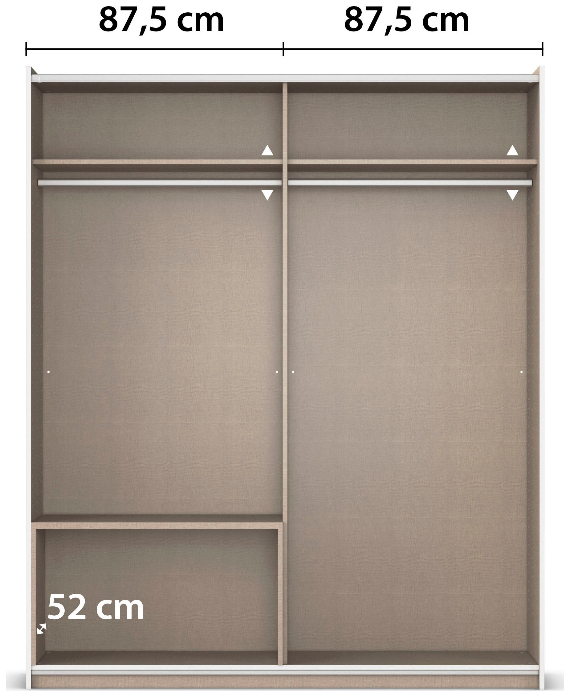 rauch Schwebetürenschrank »Kleiderschrank Schrank Garderobe Wäscheschrank SEVILLA«, (in 3 verschiedenen Ausstattungen BASIC/CLASSIC/PREMIUM), Metall-Griffleisten alufarben oder Graumetallic MADE IN GERMANY