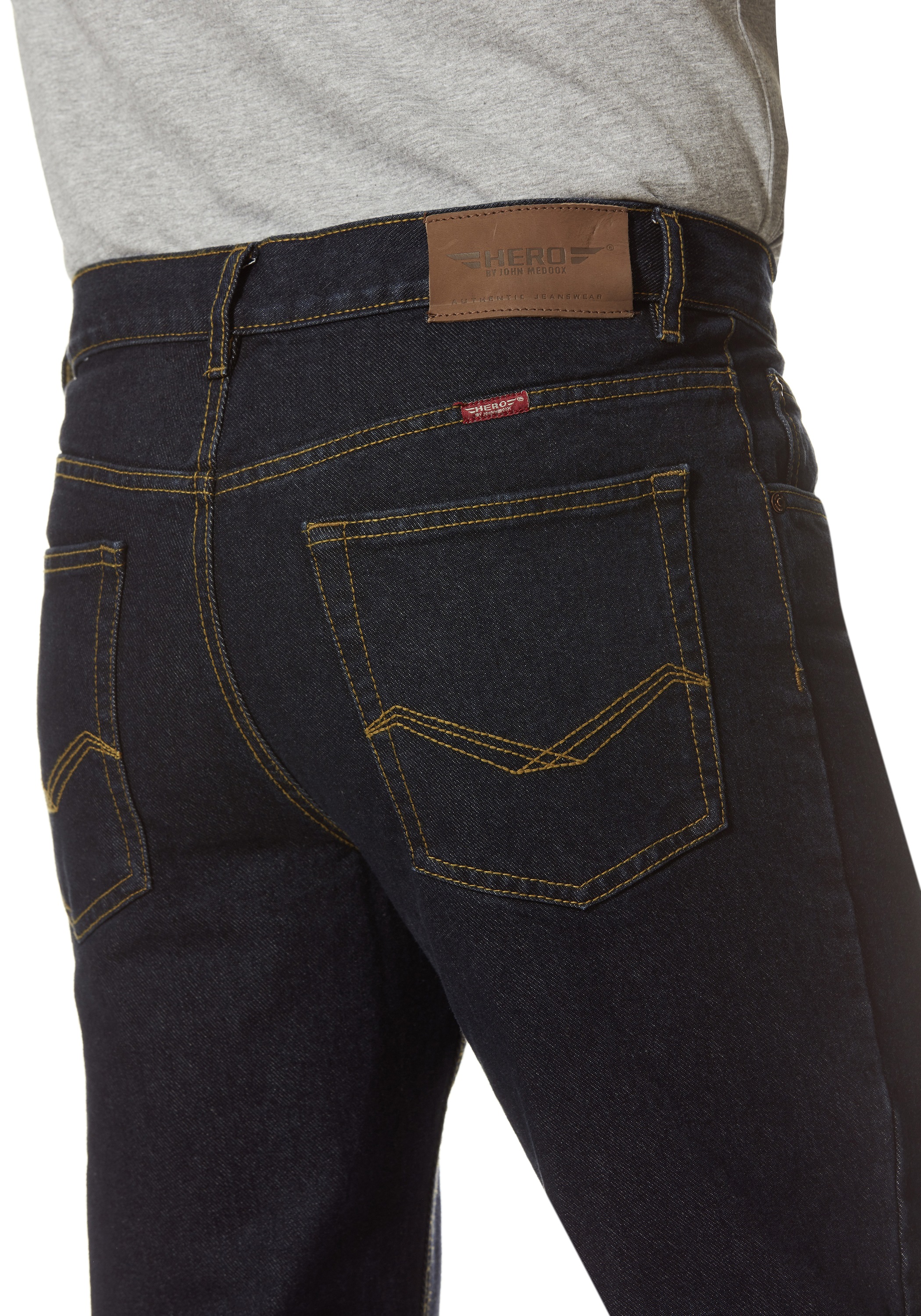 HERO by John Medoox 5-Pocket-Jeans »Denver Denim Regular Straight Rigid«, Straight Fit Casual Clean Wash Denim Jeans für Herren