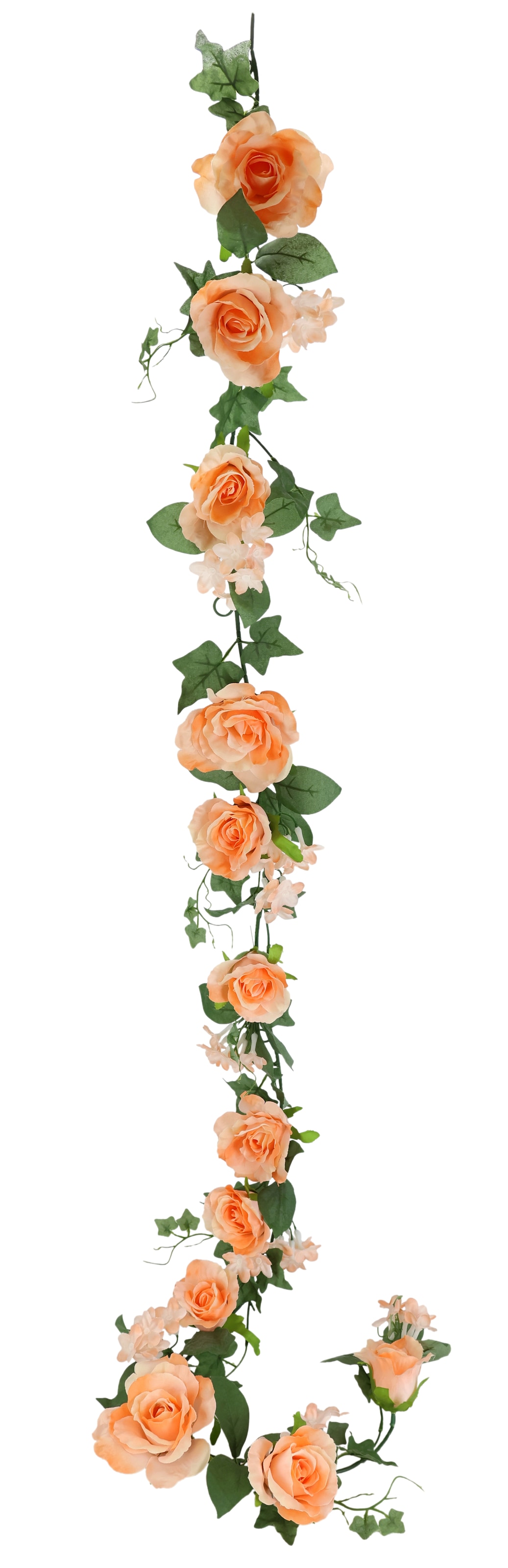 I.GE.A. Kunstblume "Girlande Rosen mit Blüten 185cm für Hochzeit Party Garten Geburtstag" Rosengirlande Pflanze Dekoblume Blumengirlande Künstlich Seidenblumen