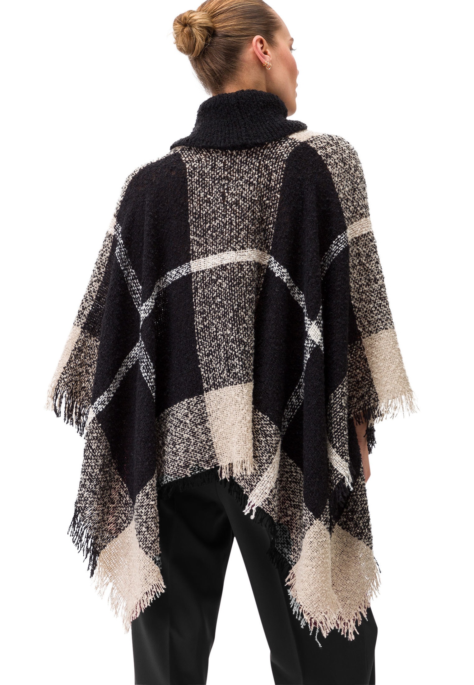 Zero 2-in-1-Strickjacke »zero Poncho mit Rollkragen«, Fransen