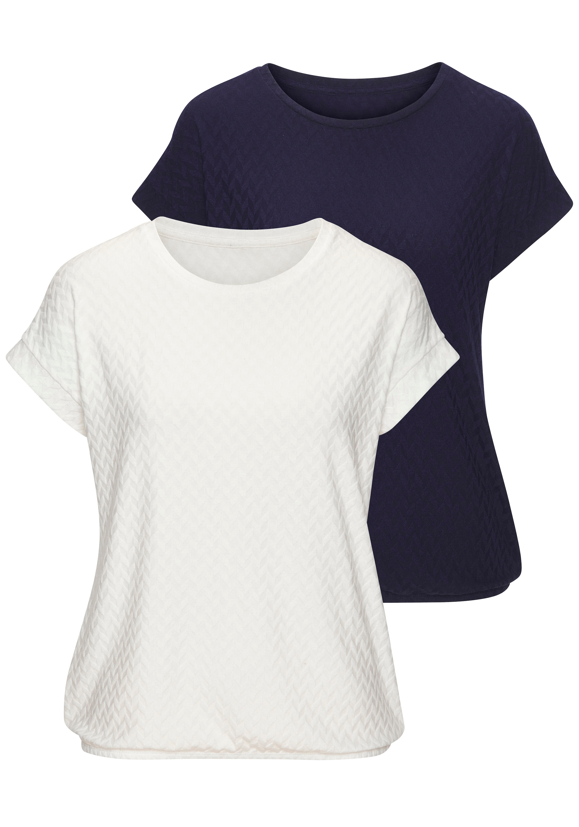 Vivance Kurzarmshirt "mit modischem Jacquard-Muster", (Packung), mit schöne günstig online kaufen