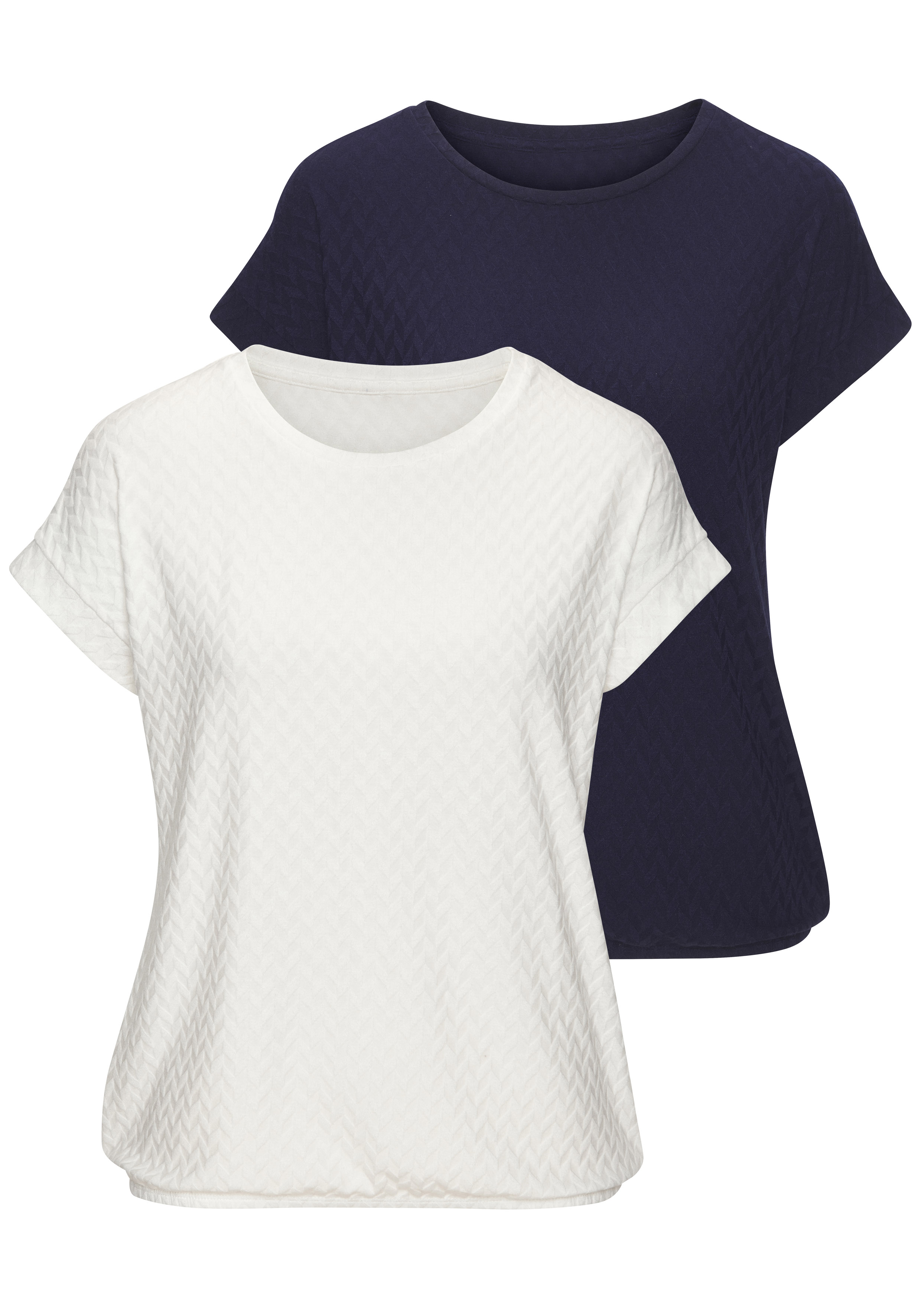 Vivance Kurzarmshirt "mit modischem Jacquard-Muster" Packung, Sommerliches T-Shirt mit schönem Jacquardmuster