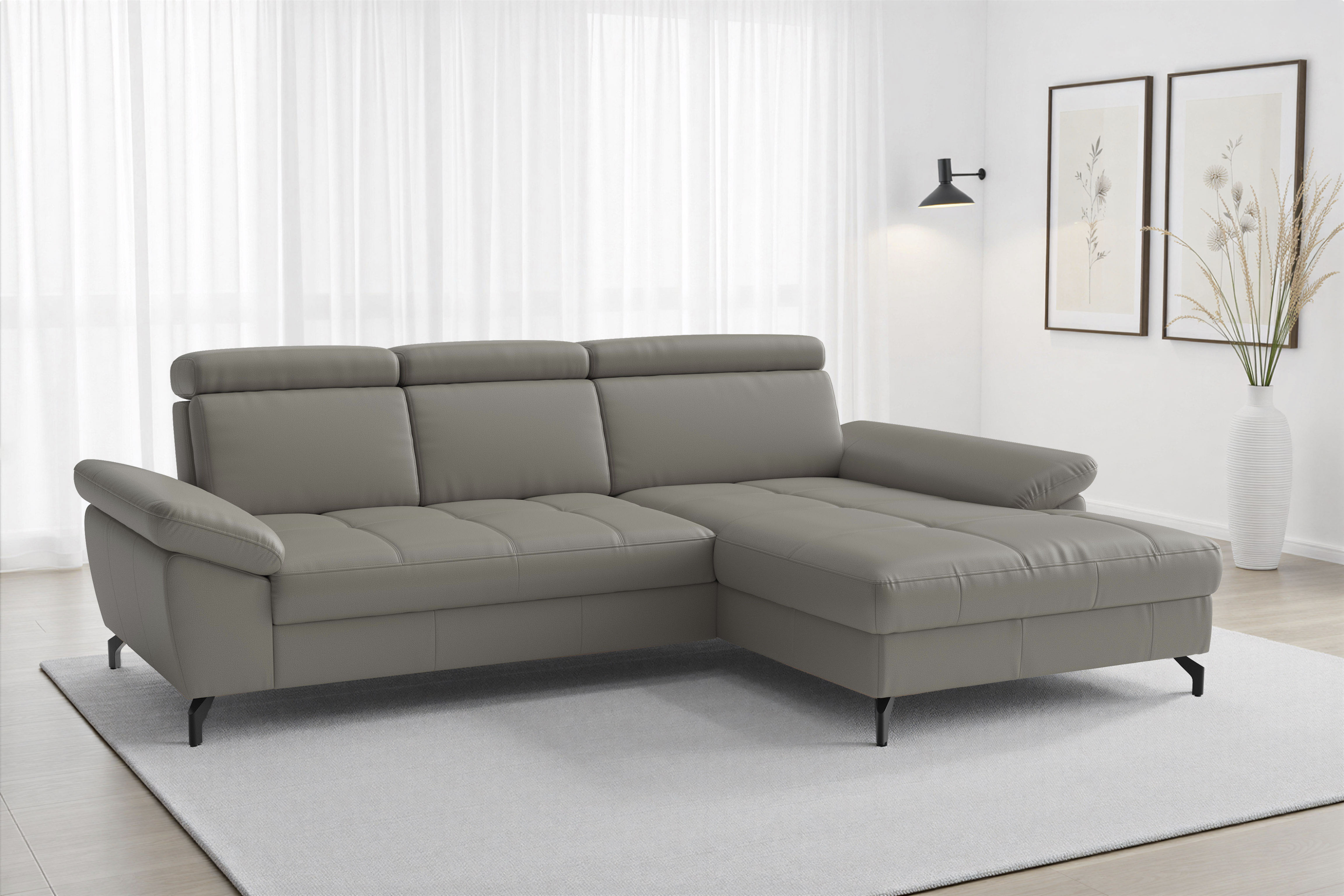 sit&more "Vanity L-Form, Leder, B: 264 cm, mit Sitz-, Kopf u. Armteilverstellung" Couch optional mit Schlaffunktion & Bettkasten, in Leder