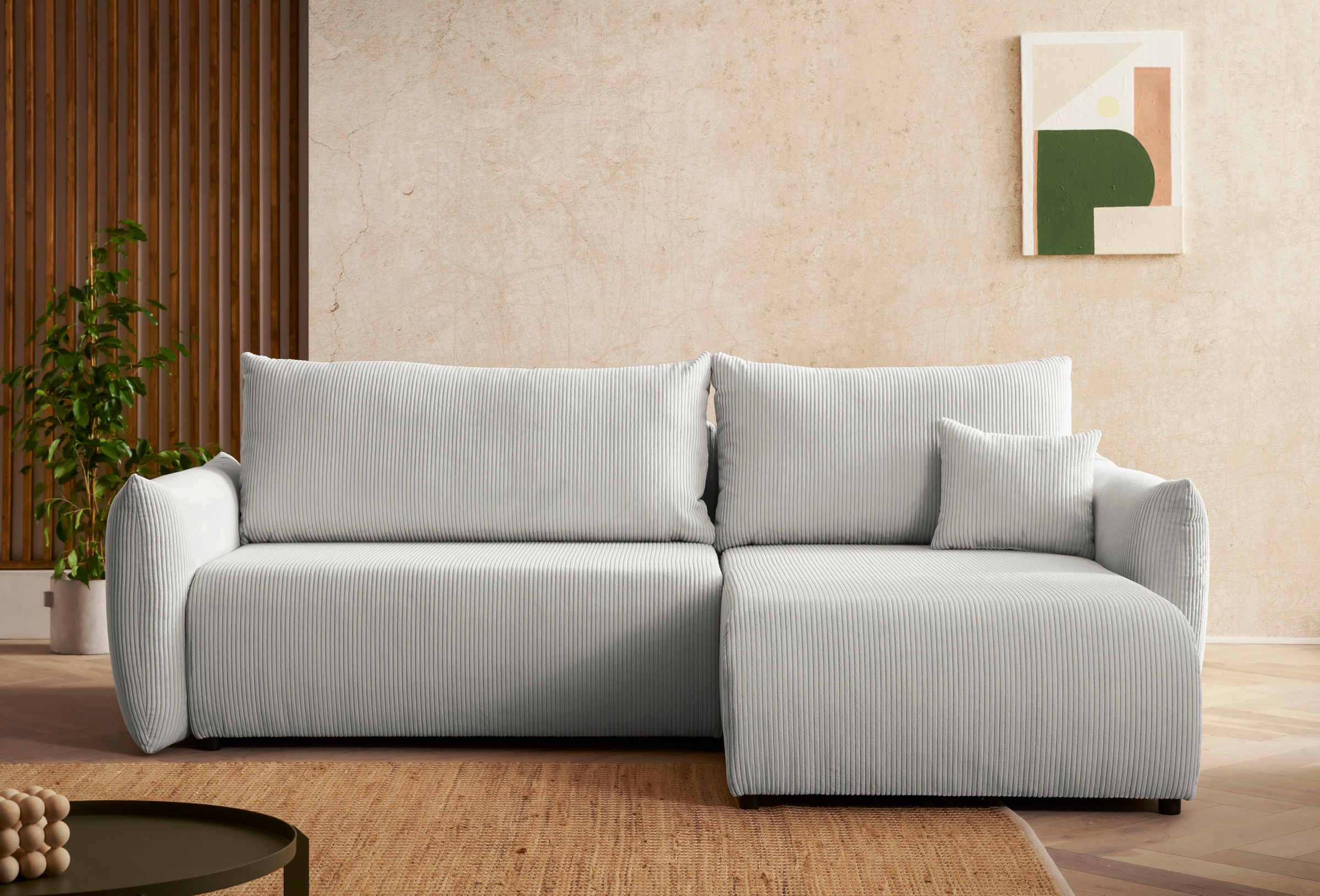 Home affaire Ecksofa "MAVAS Schlafsofa mit Bettkasten, L-Form," ca.257/127c günstig online kaufen