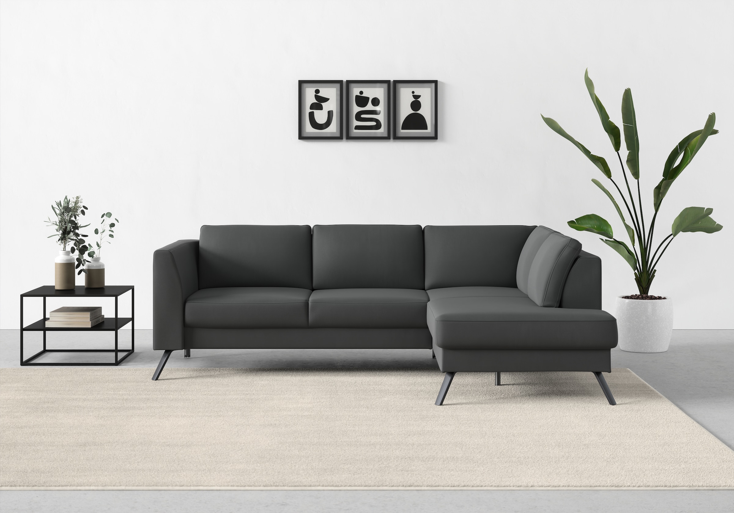 sit&more Ecksofa »Lindholm L-Form«, mit Sitztiefenverstellung und Federkern