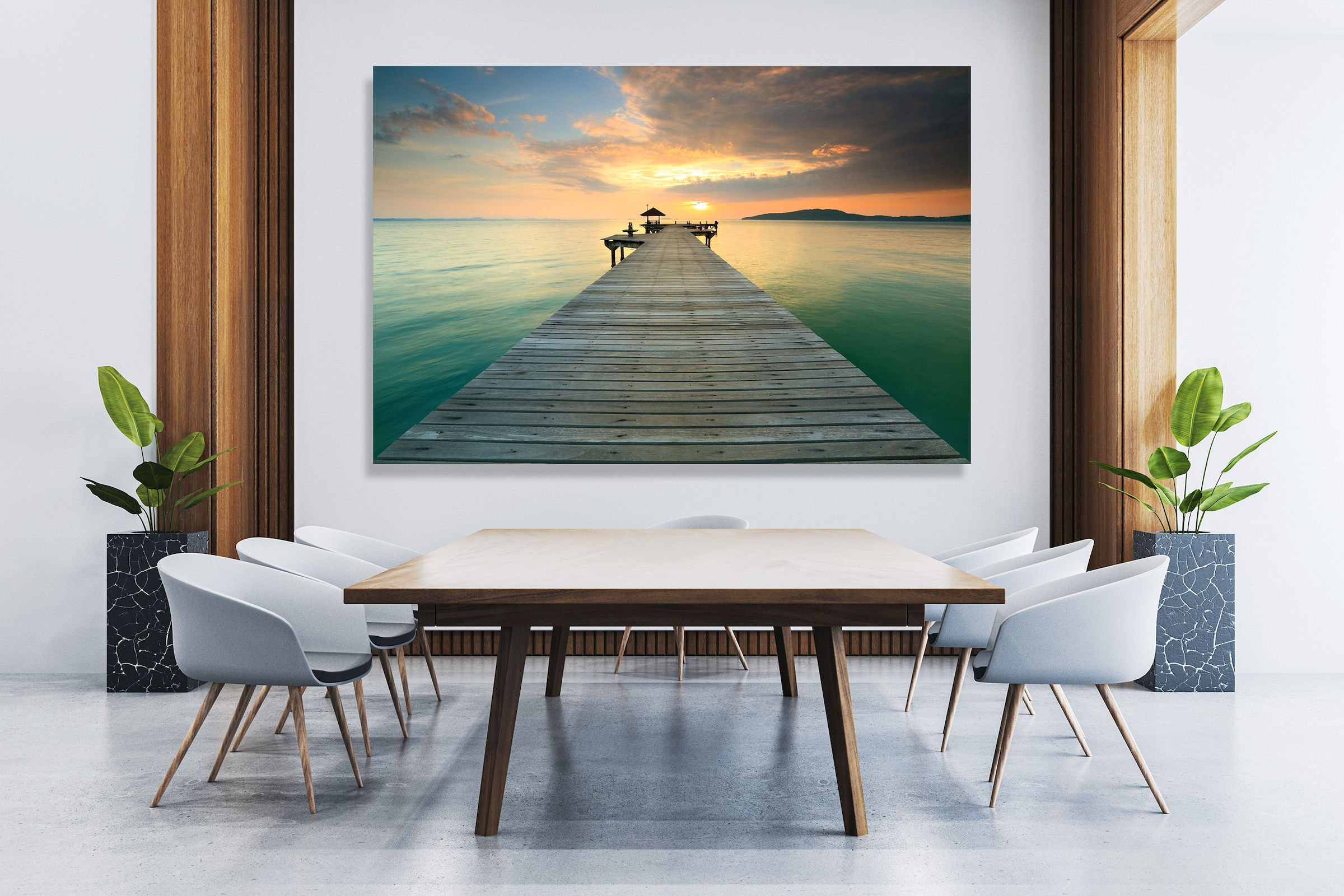 queence XXL-Wandbild "Akustikbild Steg Bali Sonnenuntergang", Bilder vom So günstig online kaufen