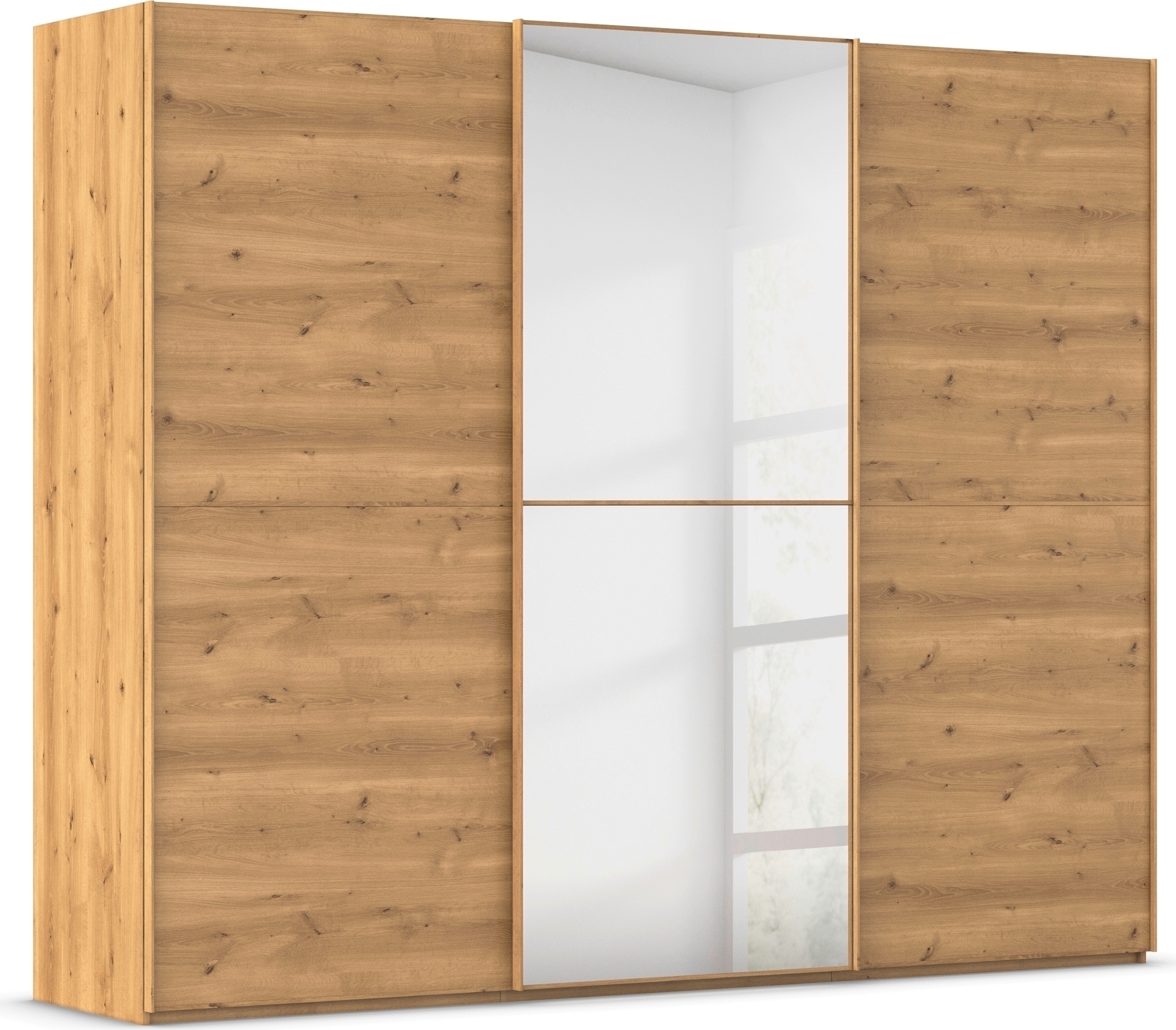 rauch Schwebetürenschrank "Kleiderschrank Schrank Garderobe Schlafzimmerschrank SCALE-DUO" edle zweigeteilte Türen, Spiegel und 3 Zierleisten MADE IN GERMANY