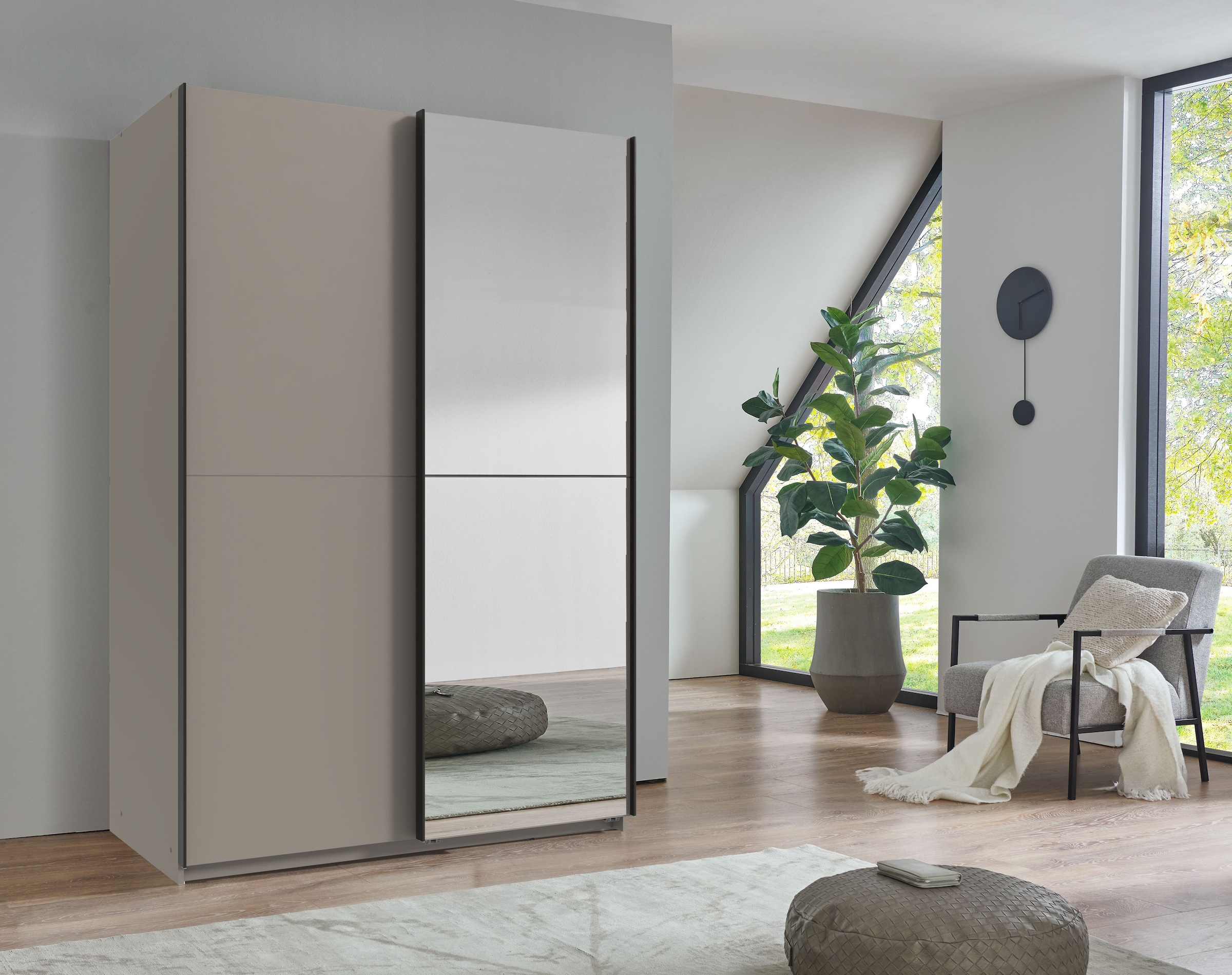 Wimex Kleiderschrank »Mugano, B/T/H 135 oder 180/65/198cm, Made in Germany«, (wähle Deine Ausstattung: Basic oder Premium!), 2 Schwebetüren mit oder ohne Spiegel, Metallgriffe