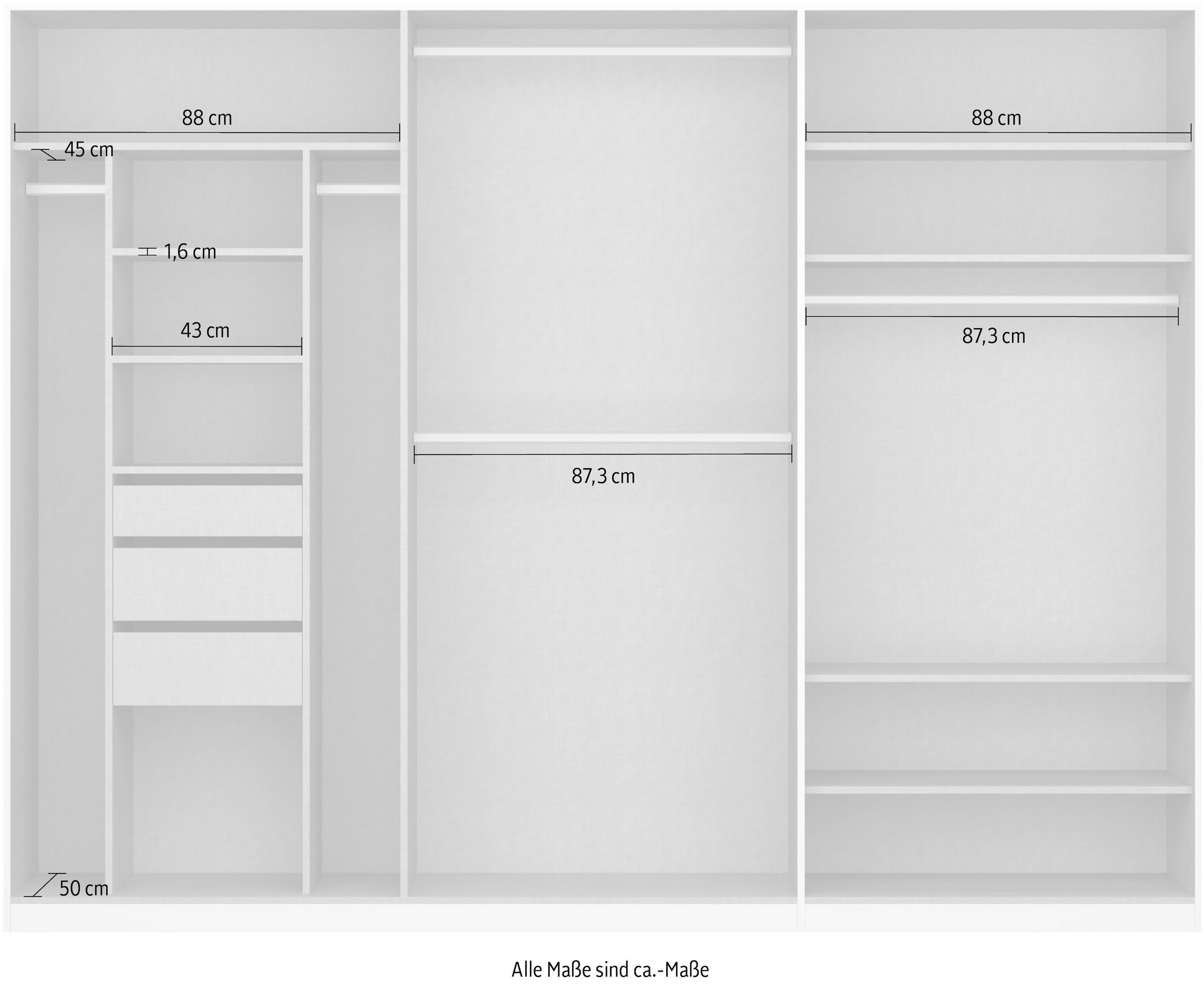 rauch Drehtürenschrank »Kleiderschrank Schrank Garderobe TOPSELLER OTELI inkl. Inneneinteilung«, mit 3 Innenschubladen extra Böden optional mit Spiegel MADE IN GERMANY