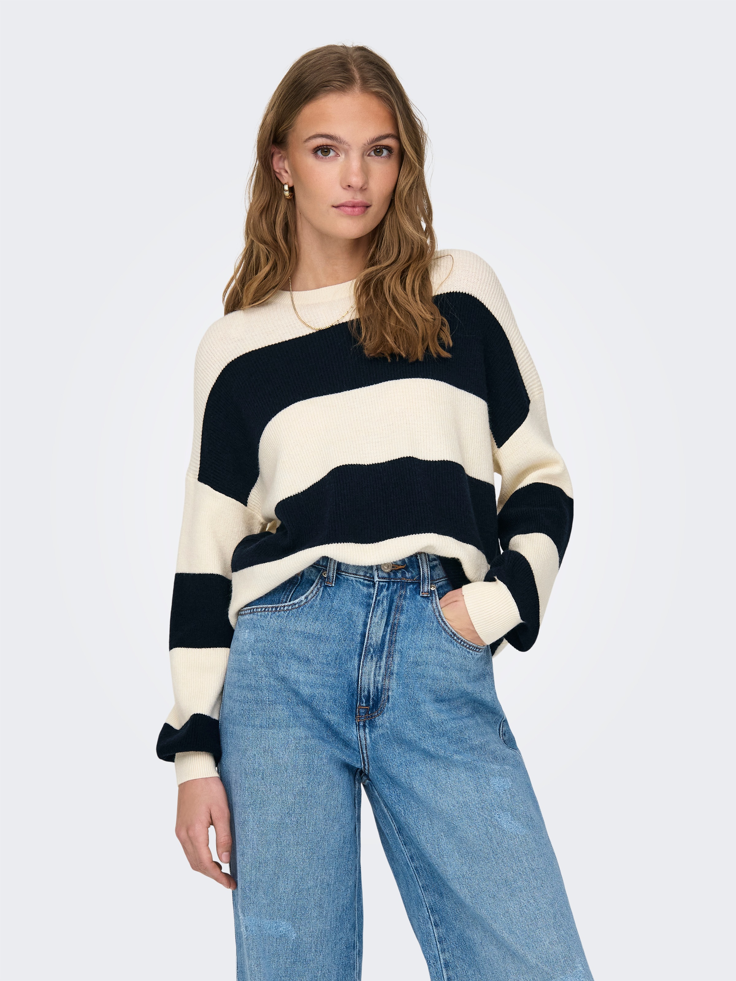 Thumbnail - ONLY Strickpullover "ONLATIA L/S STRIPE PULLOVER KNT NOOS" mit Colorblock Design