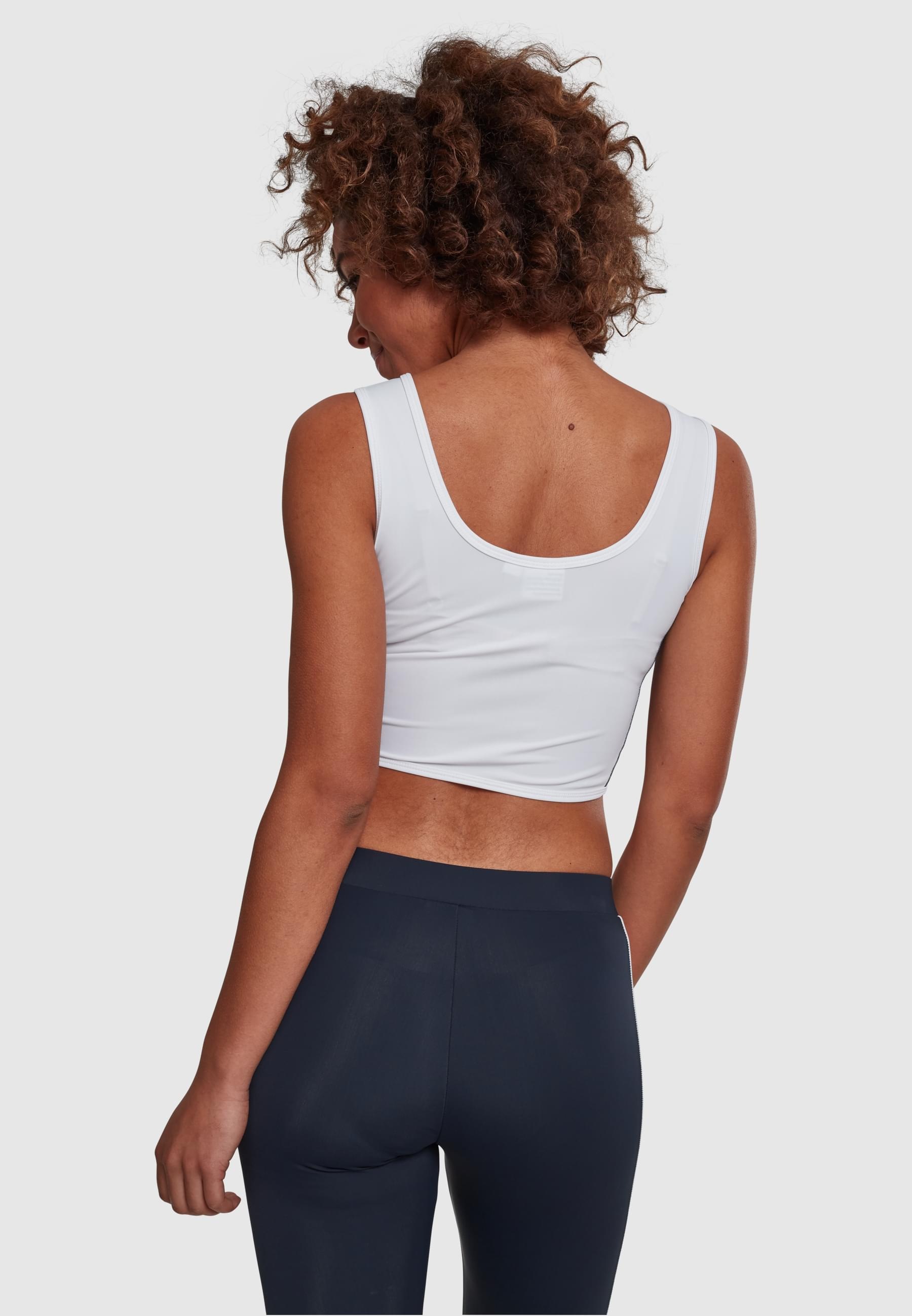 URBAN CLASSICS Muskelshirt »Urban Classics Damen Ladies Side Stripe Cropped Zip Top«, (1 tlg.)