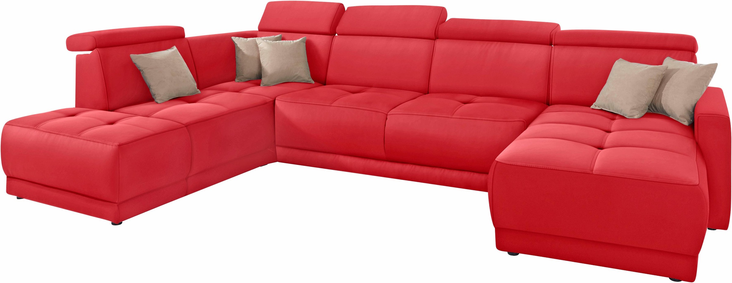 DOMO collection Wohnlandschaft »Ava moderne Sitzheftung mit toller Doppelnaht, komfortabel, U-Form«, mit Federkern, wahlweise mit Kopfteilverstellungen