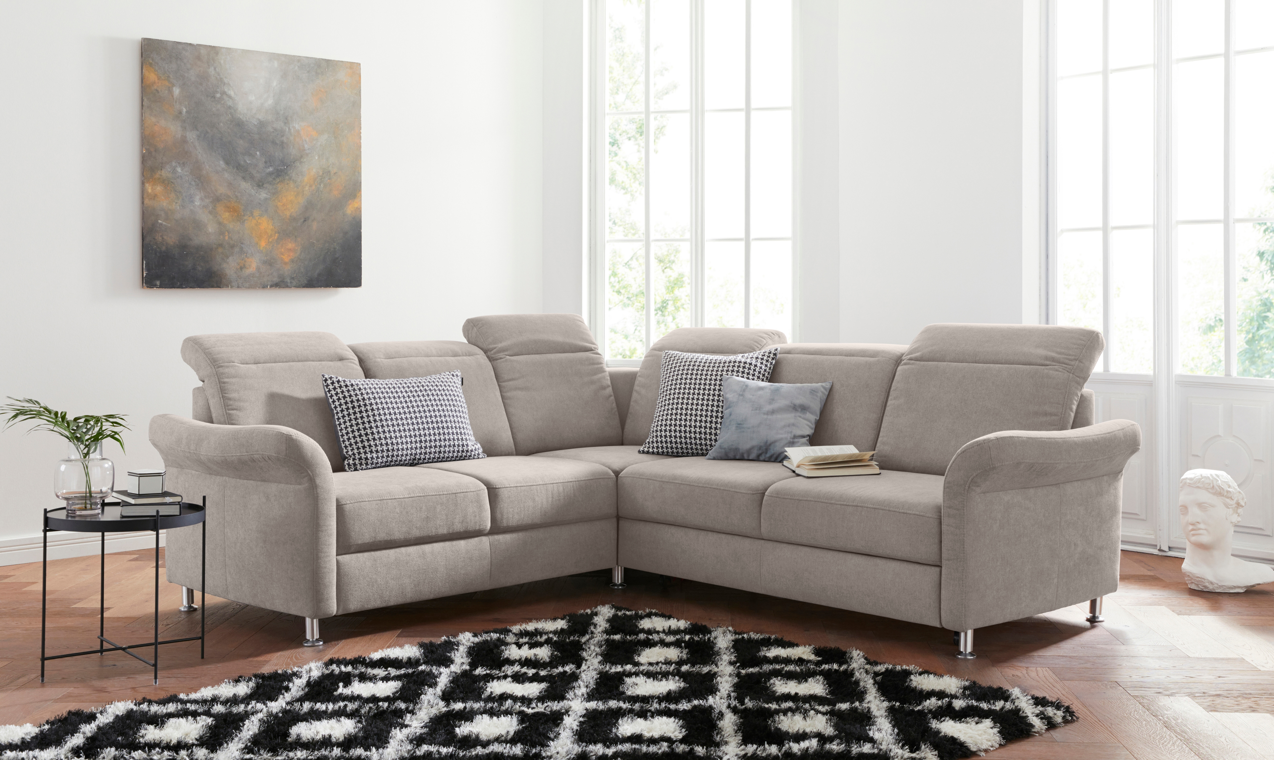 sit&more Ecksofa "Darwin L-Form" inklusive Federkern, wahlweise mit Kopfteilverstellung, Schlaffunktion