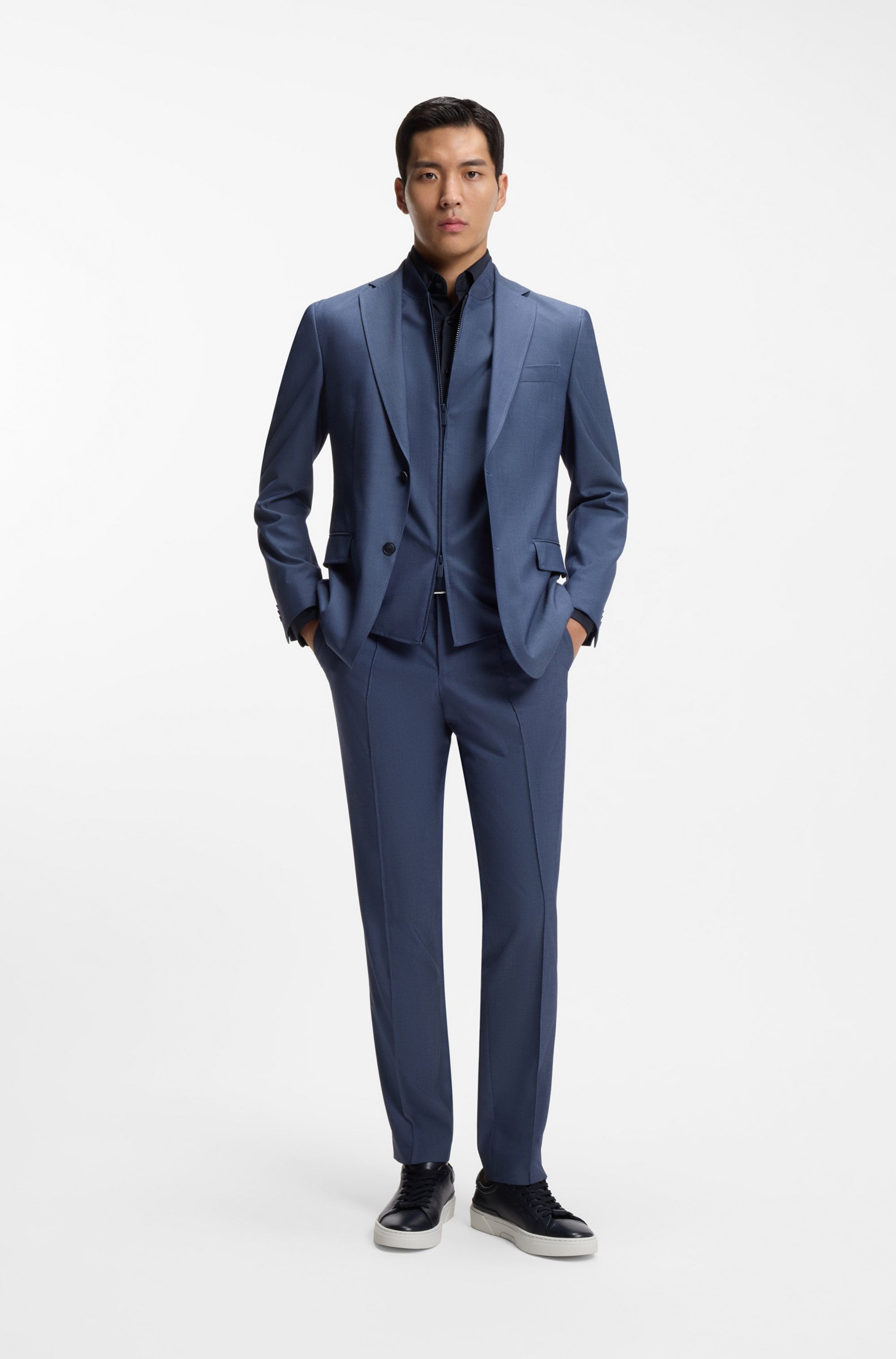 BOSS Businesshemd »HANK« Slim-Fit, aus funktionalem Stretch-Twill, Kentkragen