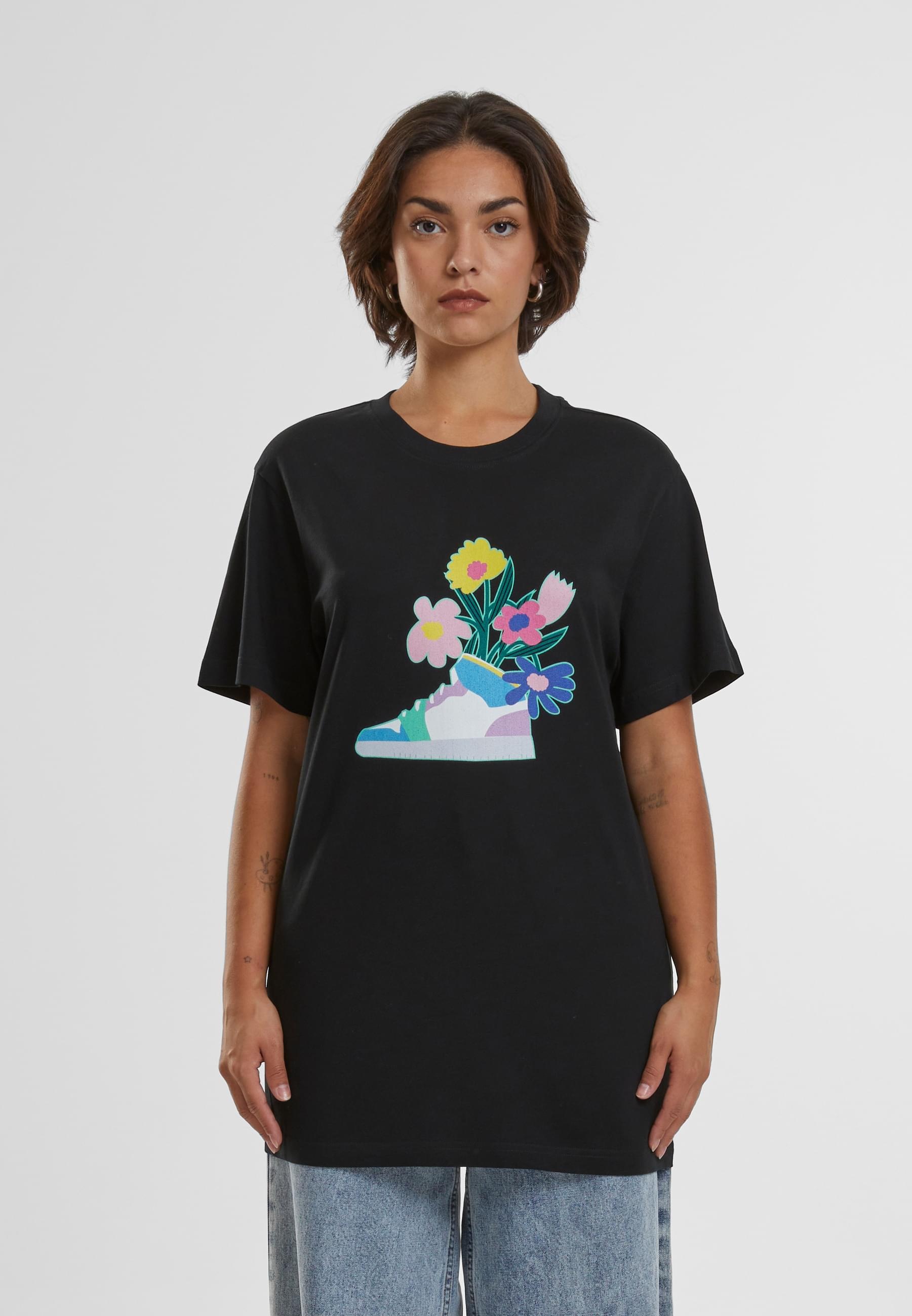 MisterTee T-Shirt »MisterTee Damen Ladies Flower Sneaker Tee«, (1 tlg.)