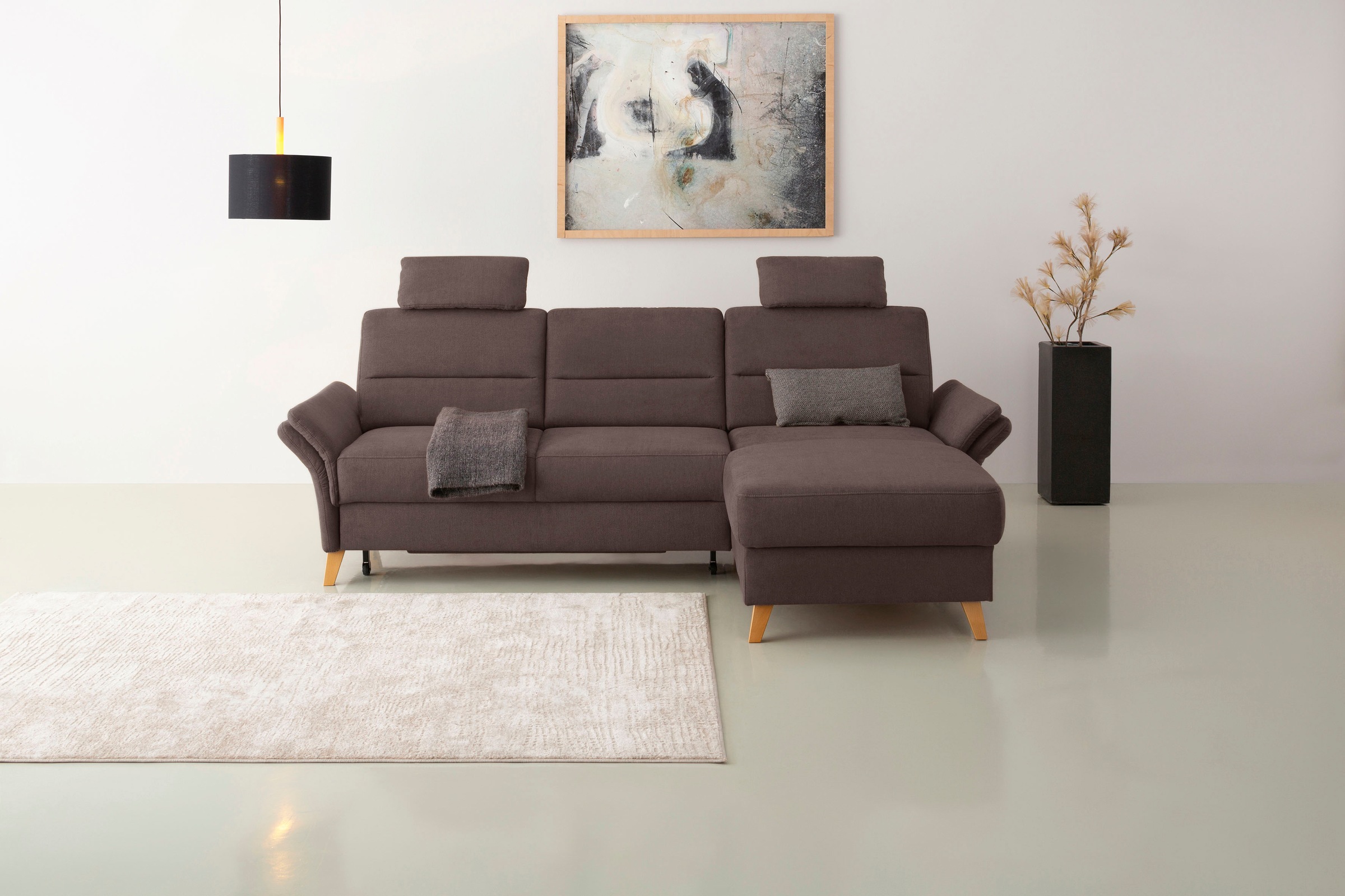 OTTO home Ecksofa "Westerland L-Form" Federkern-Polsterung, wahlweise mit Schlaffunktion, Bettkasten