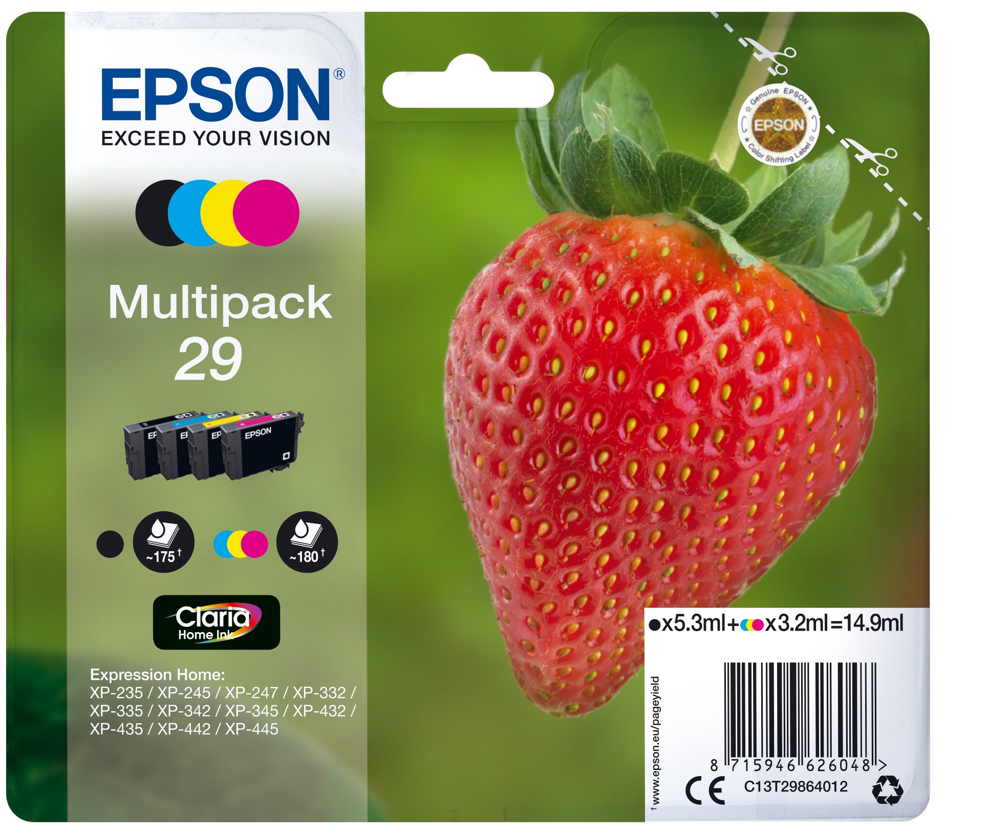 Epson Tintenpatrone »Epson Strawberry Multipack 4-colours 29 Claria Home Ink«
