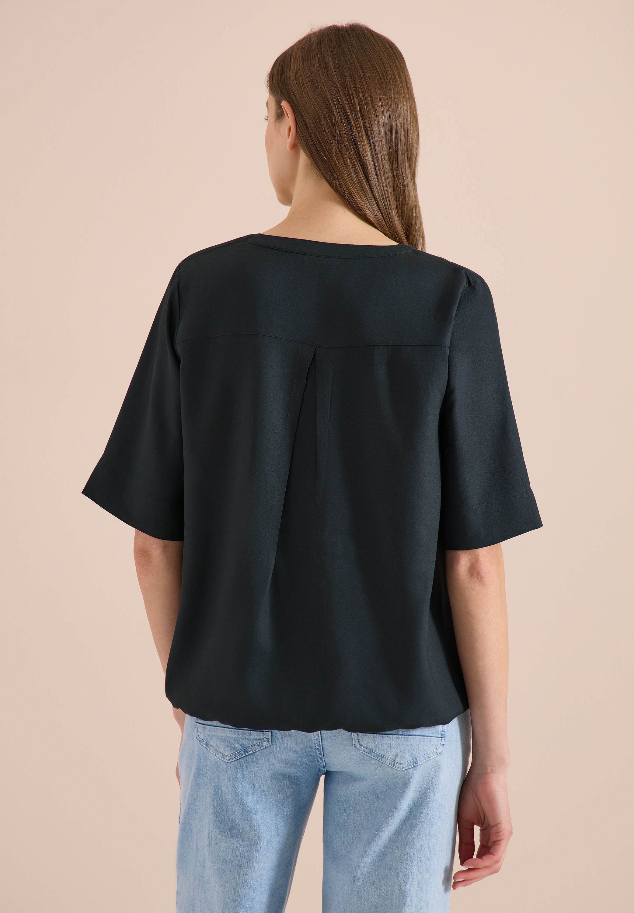 Cecil Shirtbluse mit geschlitztem Rundhalsausschnitt
