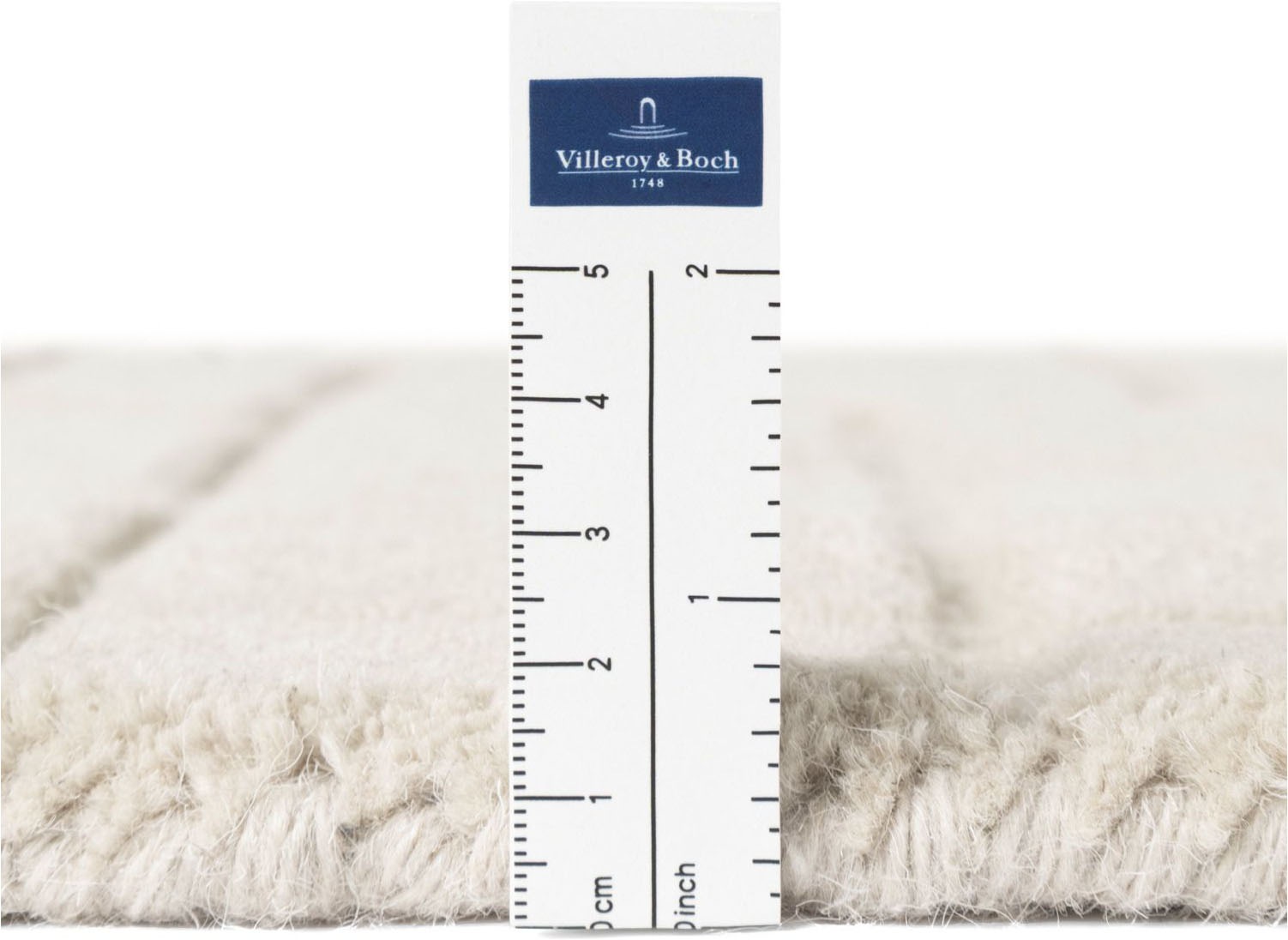 Villeroy & Boch Wollteppich »Kenso« rund 15 mm Höhe Wolle, Kariert, Natur, Handgemacht, Wohnzimmer, Schlafzimmer, Hygge