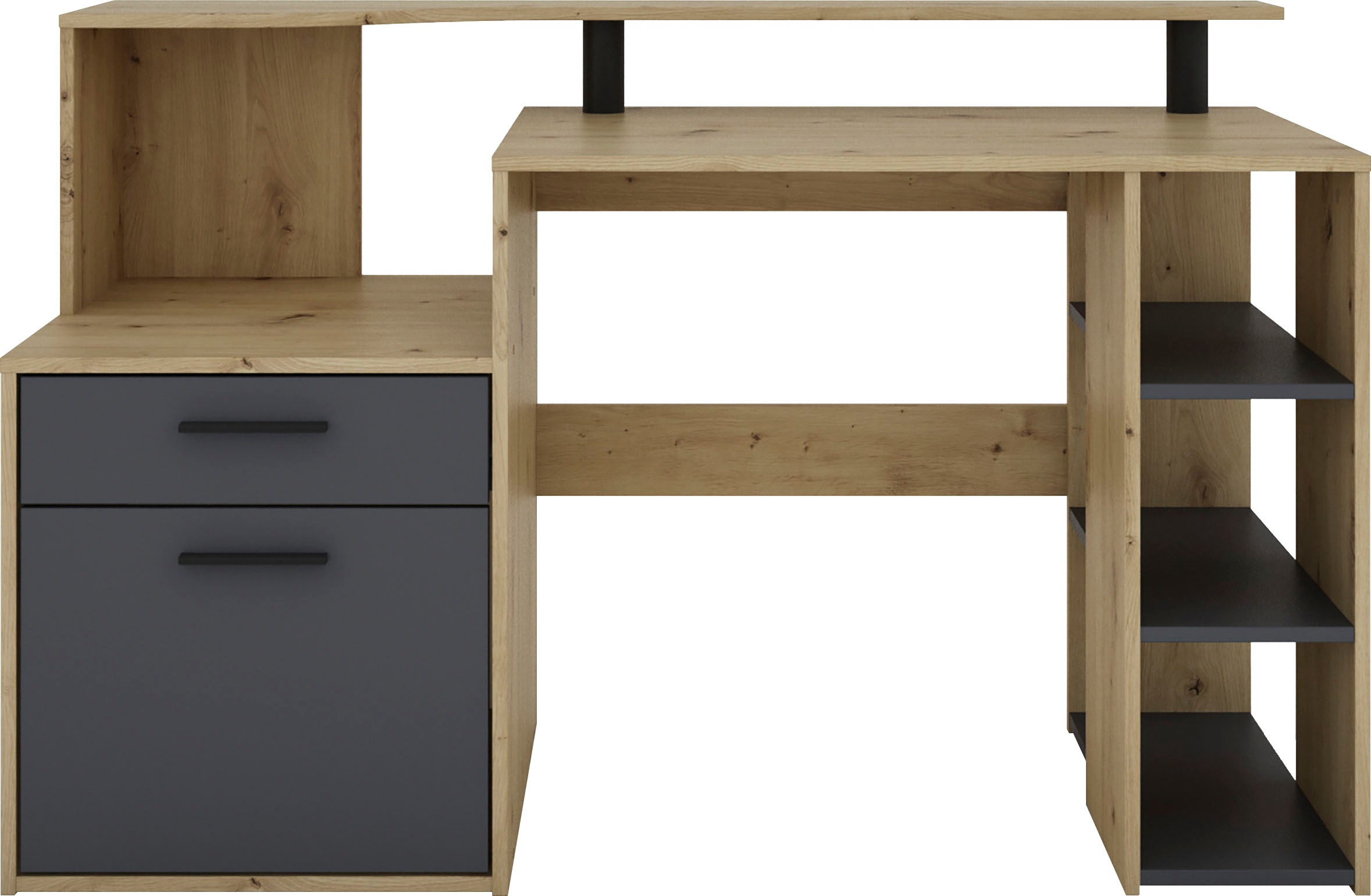 byLIVING Schreibtisch »Louise«, Breite 140 cm, Regal-Schreibtisch mit viel Stauraum