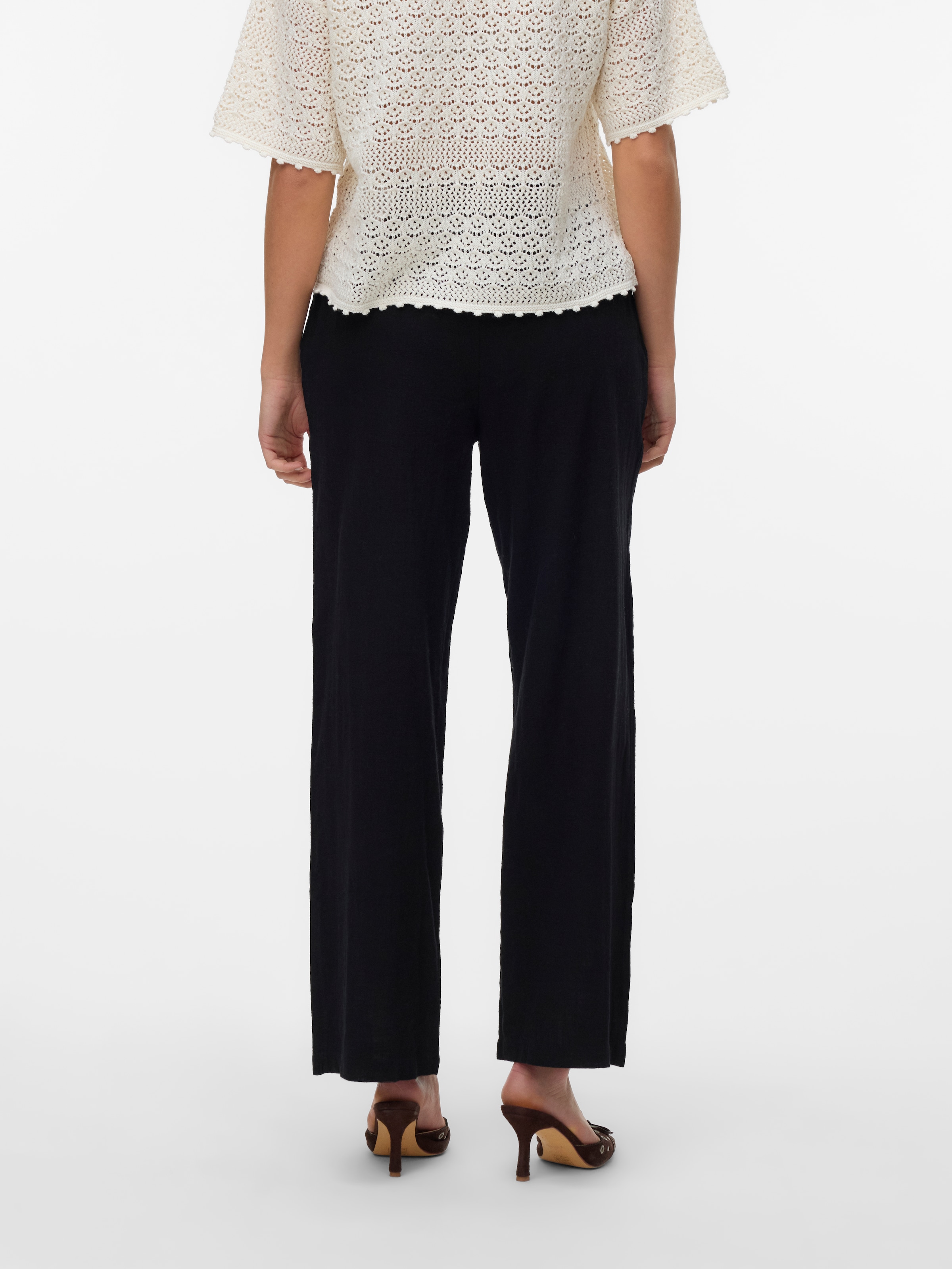 Vero Moda Schlupfhose »VMCAIA MW WIDE PANT WVN NOOS«, mit Leinen