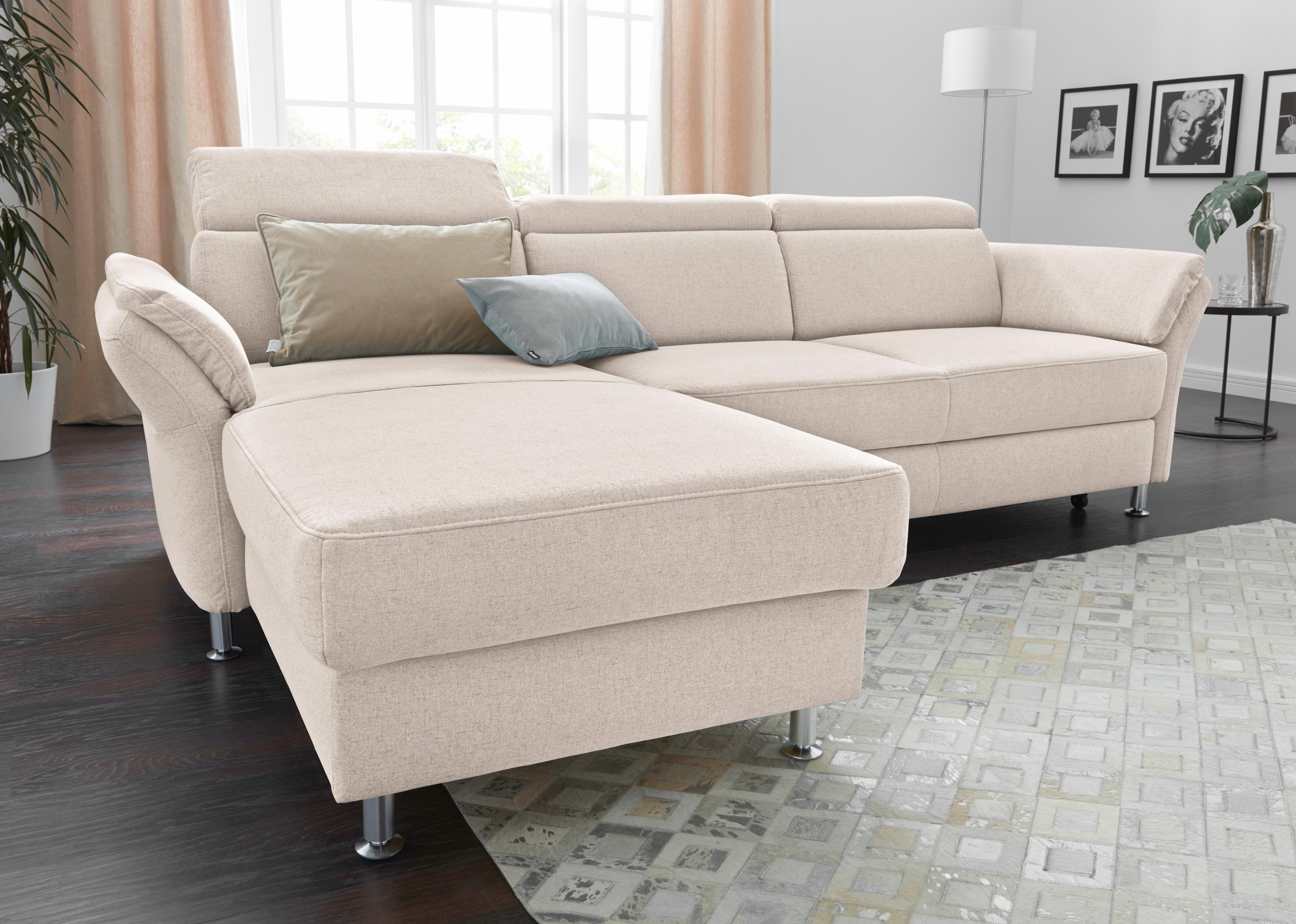 sit&more Ecksofa "Avignon L-Form" Kopfteilverstellung, wahlweise mit Schlaffunktion und Bettkasten